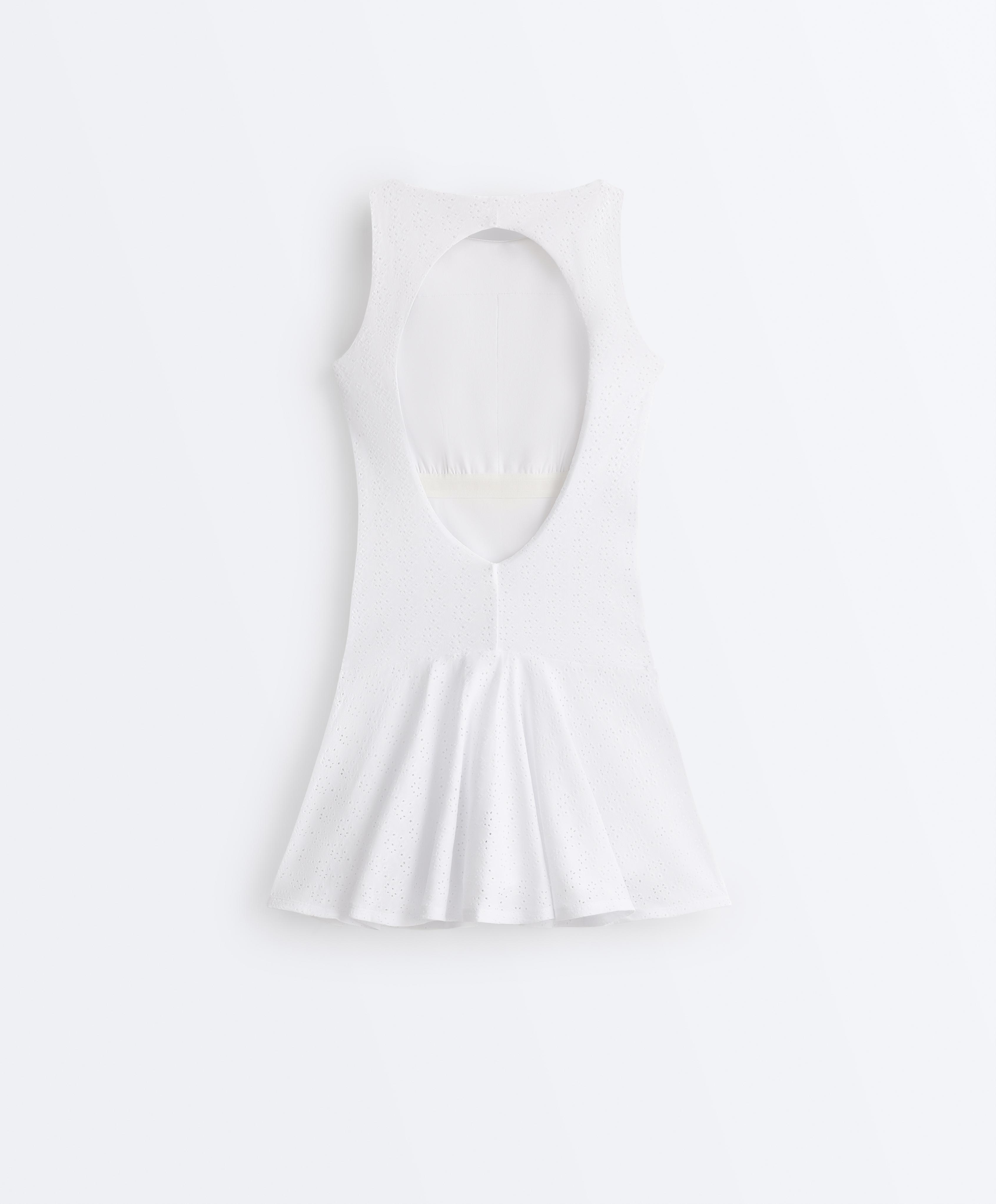 Embroidered Comfortlux short dress — WHITE