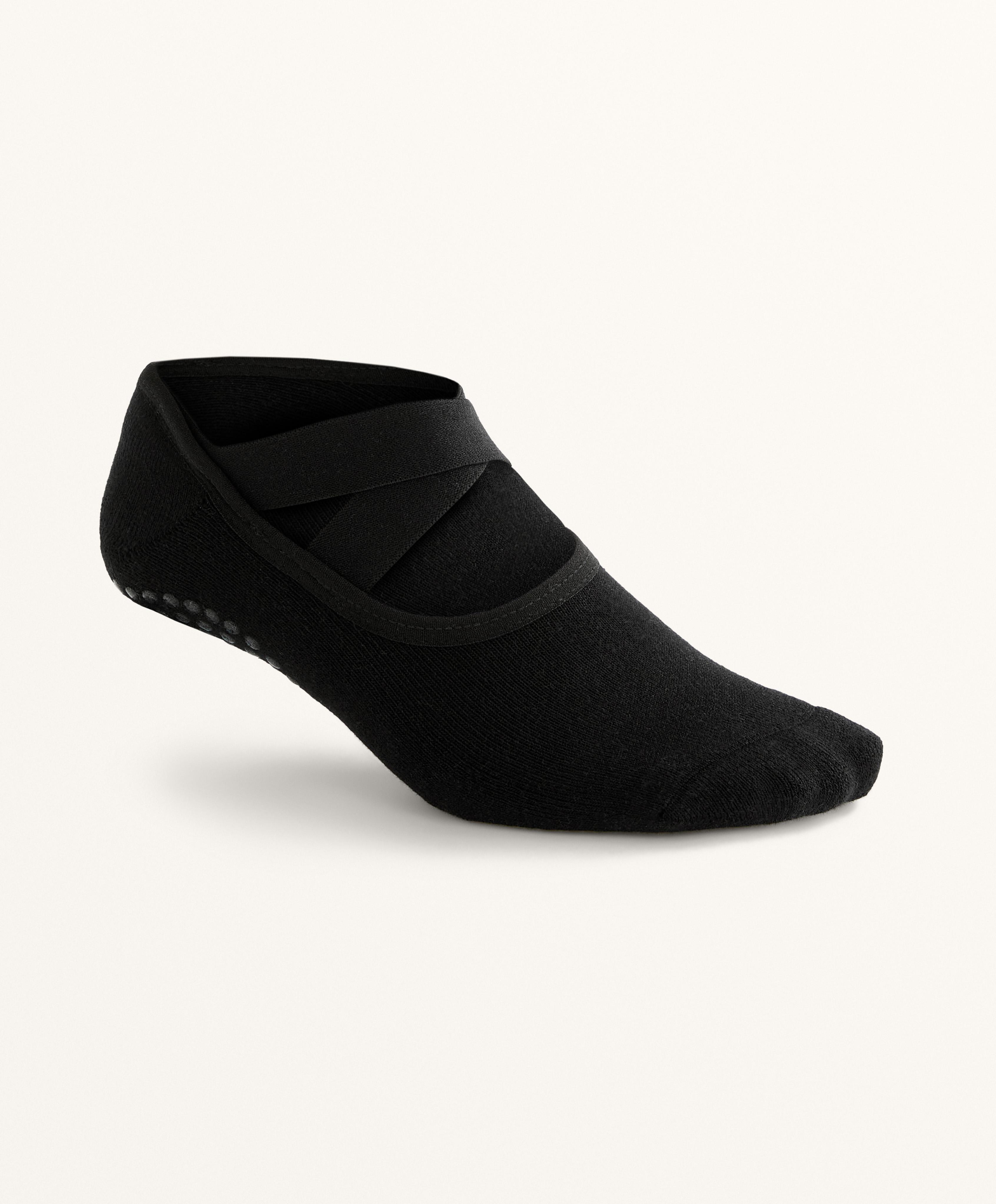 2 paires de chaussettes pour yoga et pilates en mélange de coton avec bandes élastiques croisées