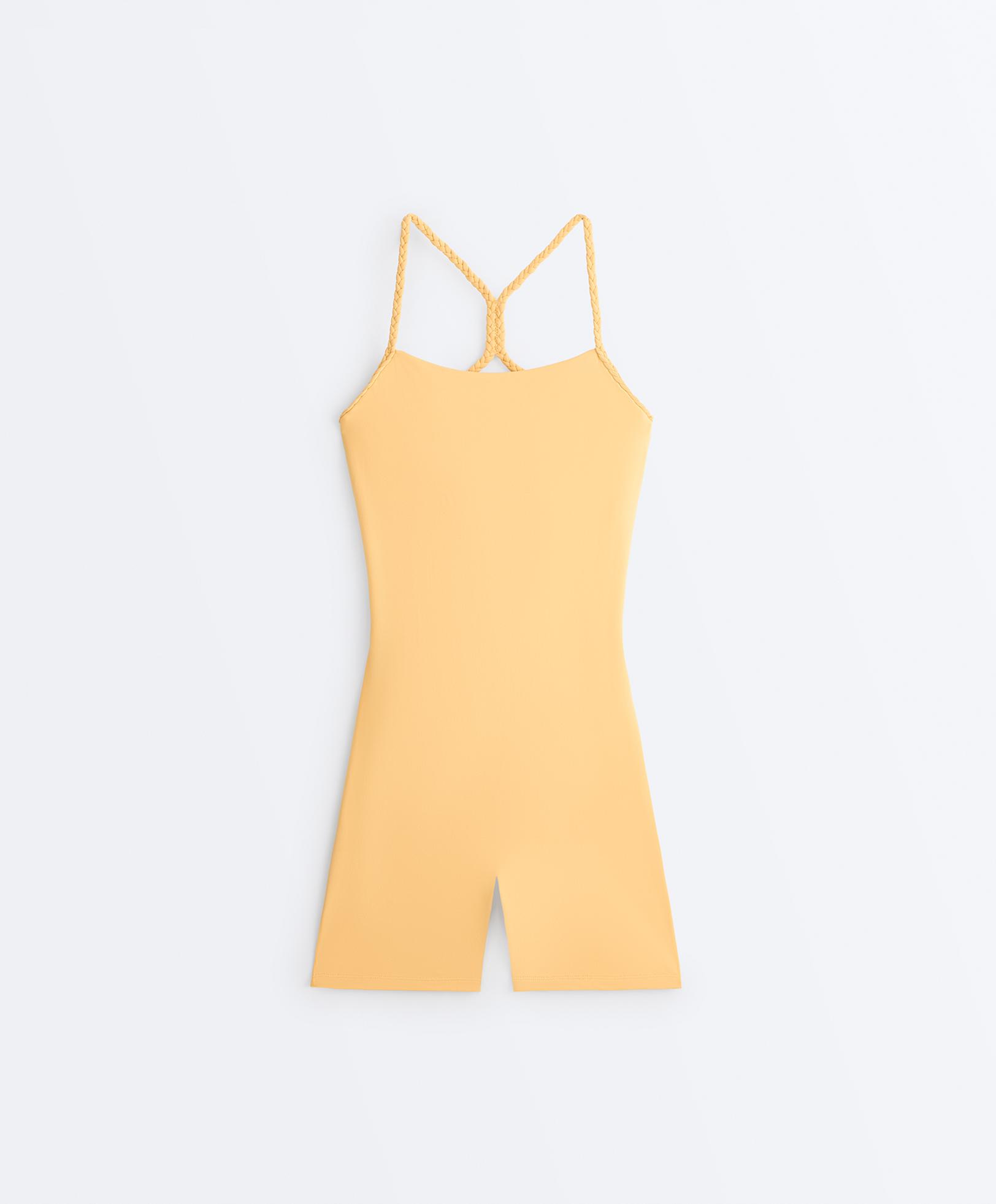 Comfortlux braided short jumpsuit — BURNT YELLOW