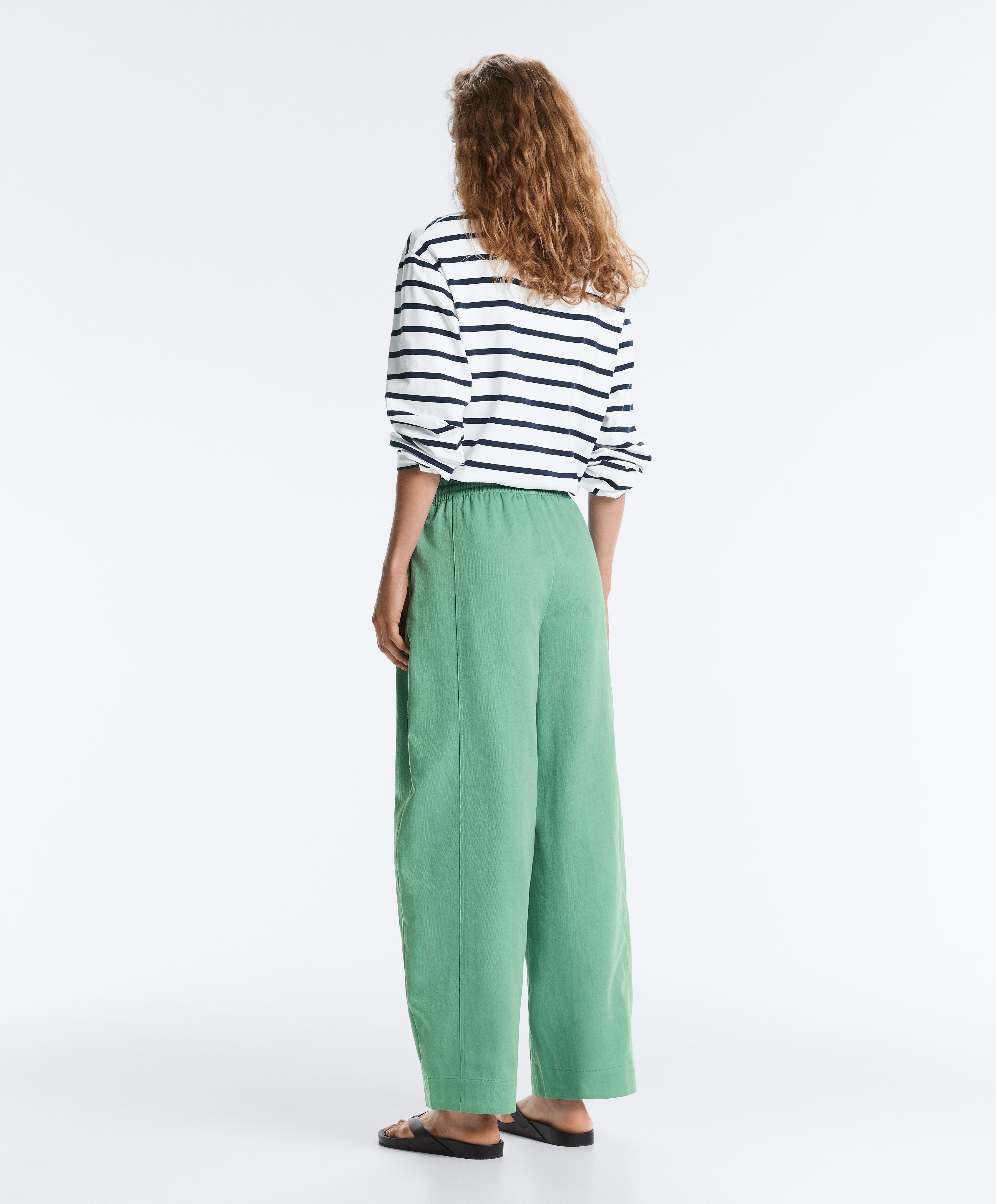 Cotton blend balloon trousers — AQUA GREEN