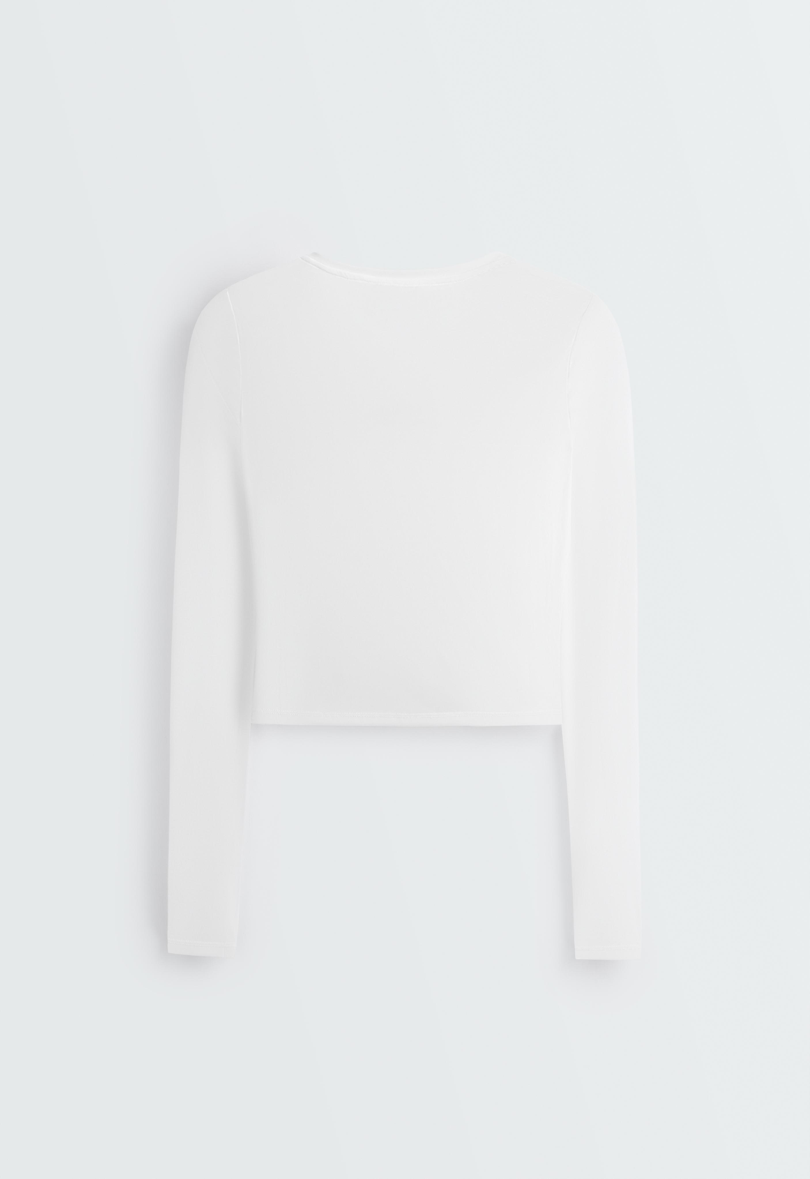 Long-sleeved technical T-shirt with text — WHITE