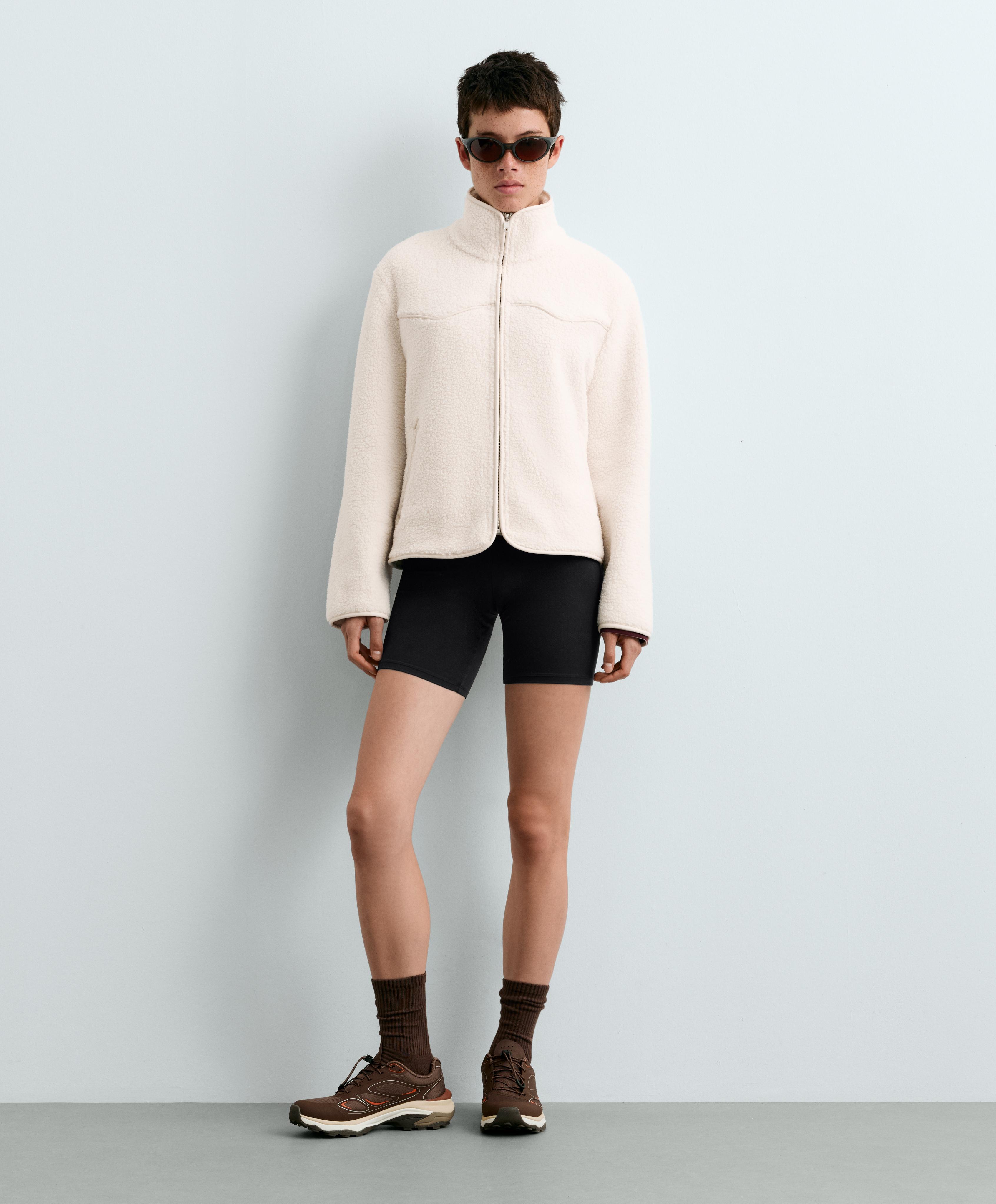 Piping faux-shearling jacket — ECRU