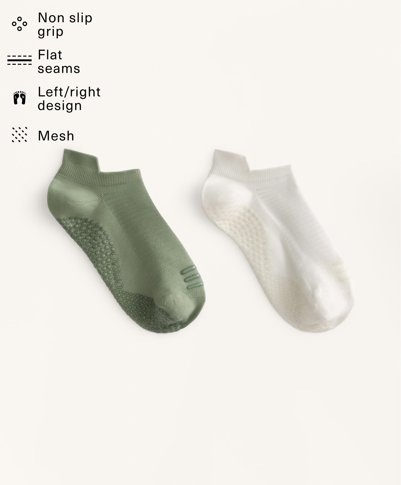 2 pairs of polyamide blend yoga and Pilates sneaker socks