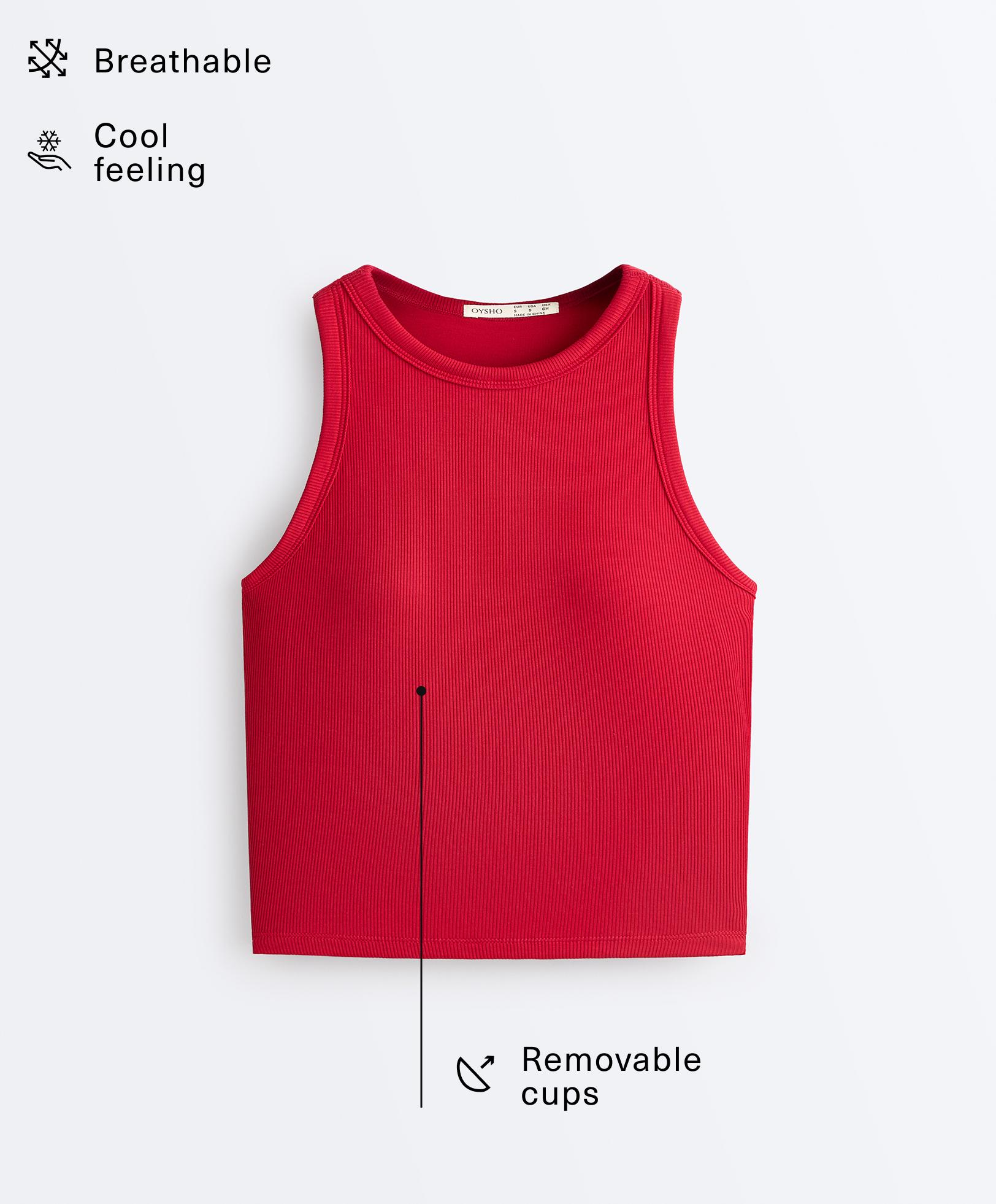Rib modal blend long tank top — BRIGHT RED