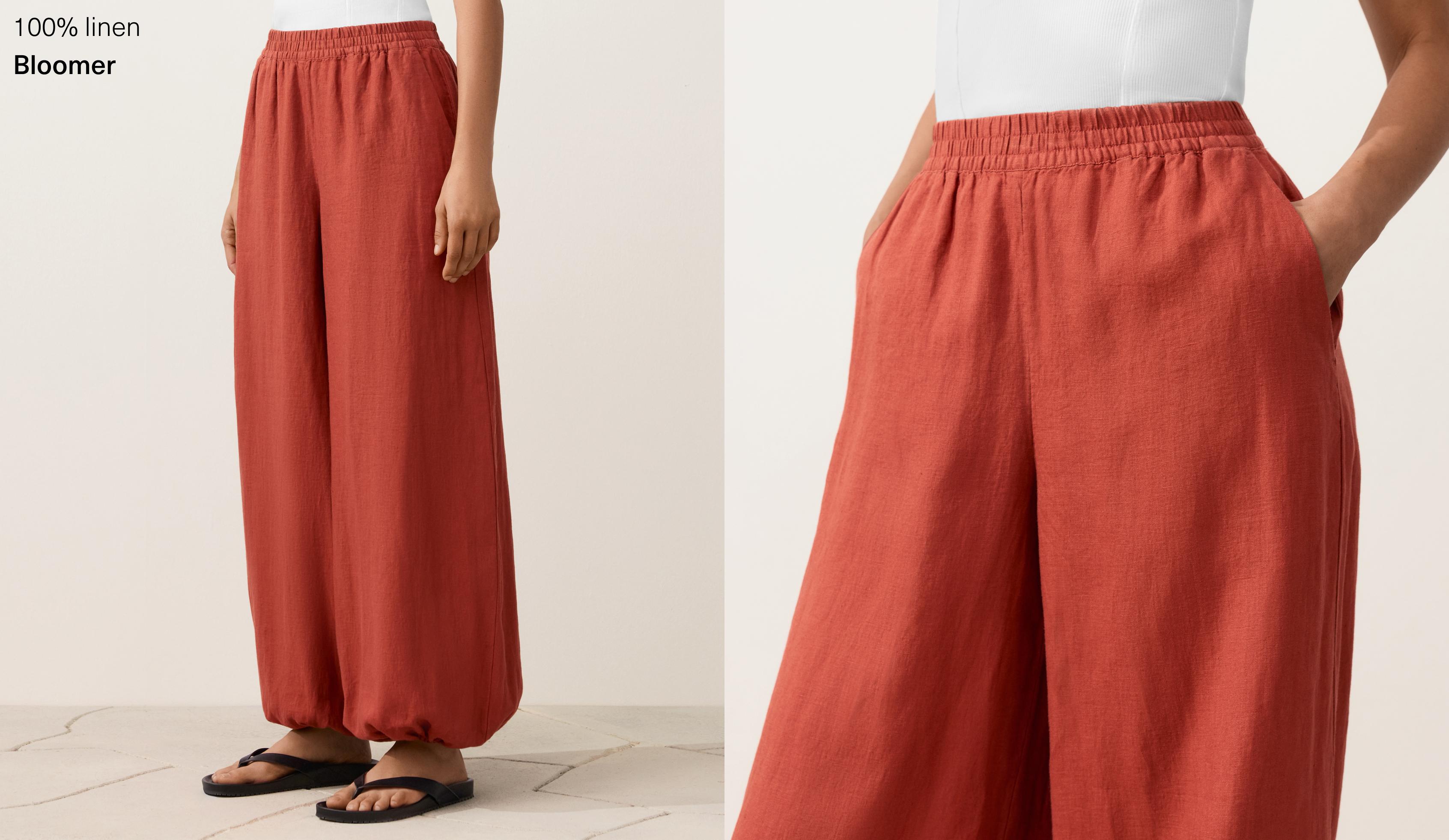 100% linen bloomer trousers — TEA RED