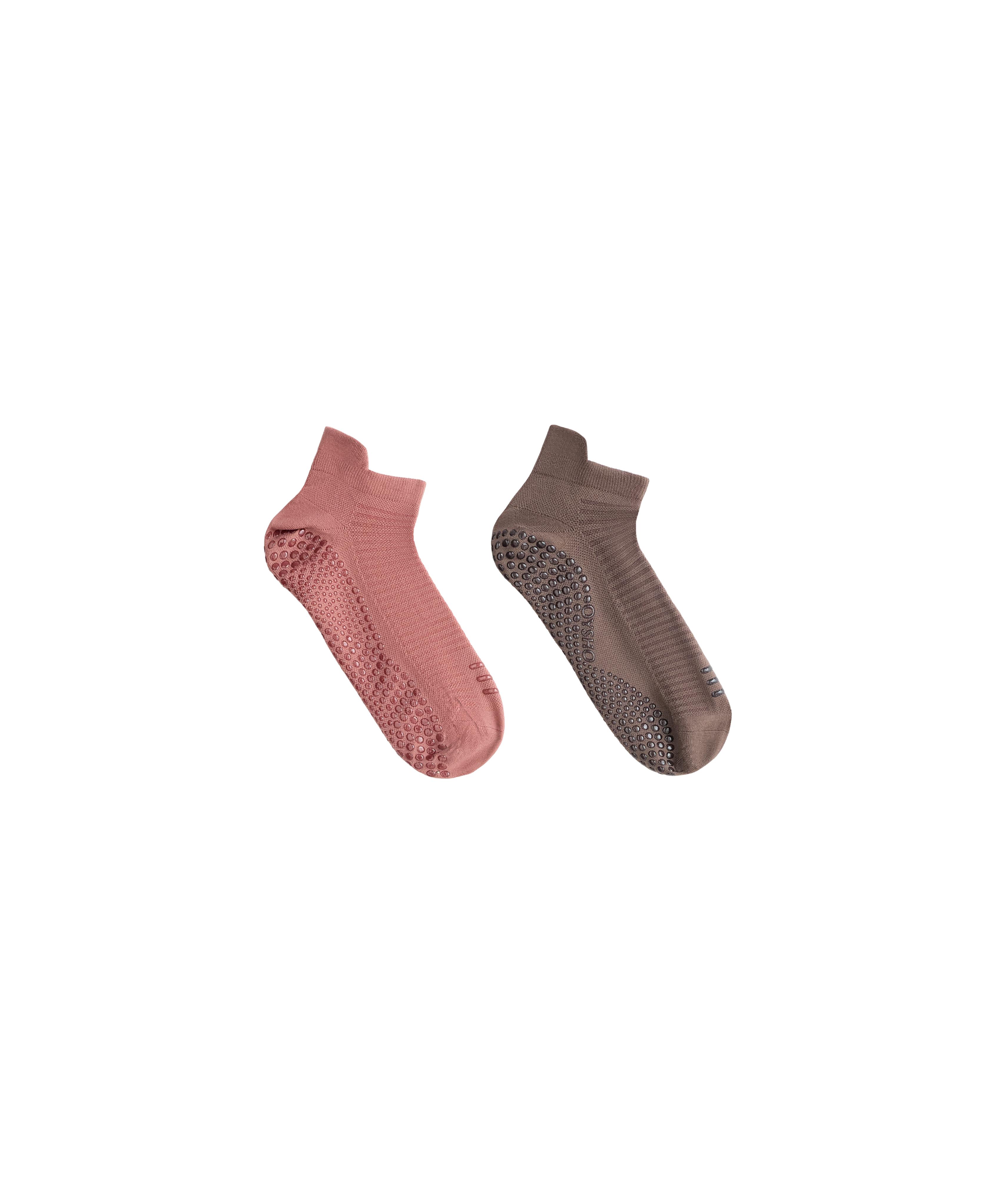 2 pairs of polyamide blend yoga and Pilates sneaker socks — BLUSH