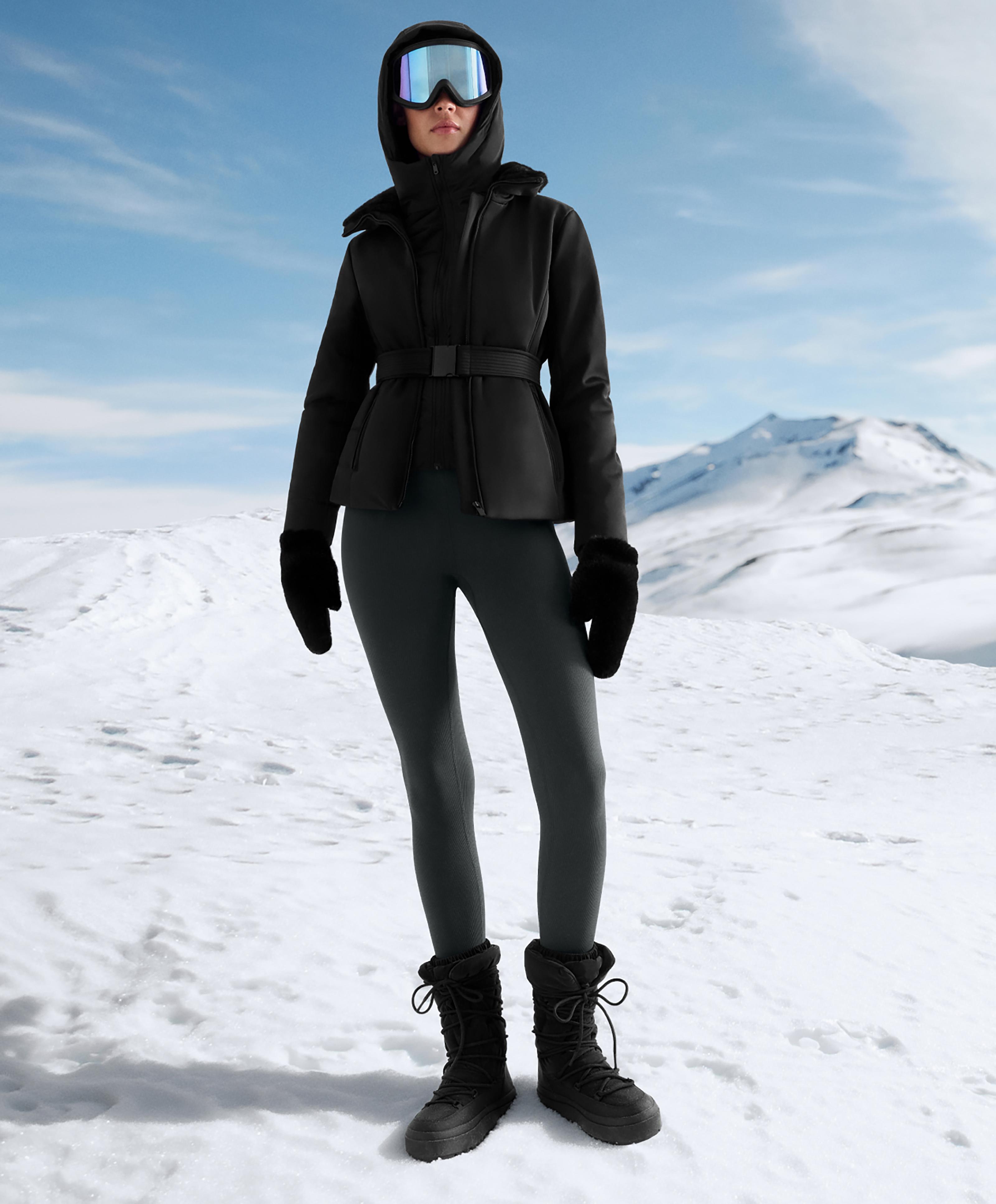 Laced nylon après-ski boots — BLACK