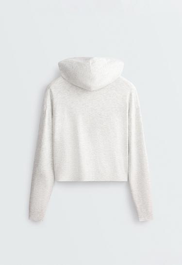 Knit hooded jacket — PALE GREY MELANGE 6