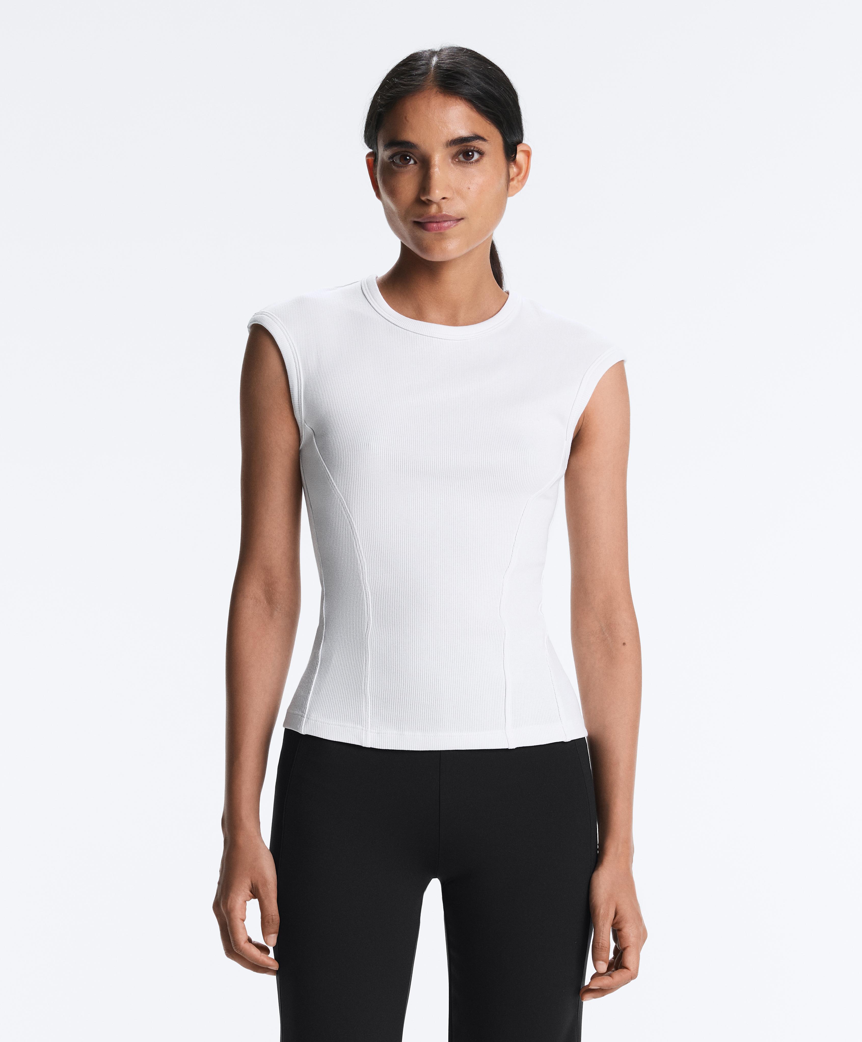 T-shirt à manches courtes rib avec coton et modal