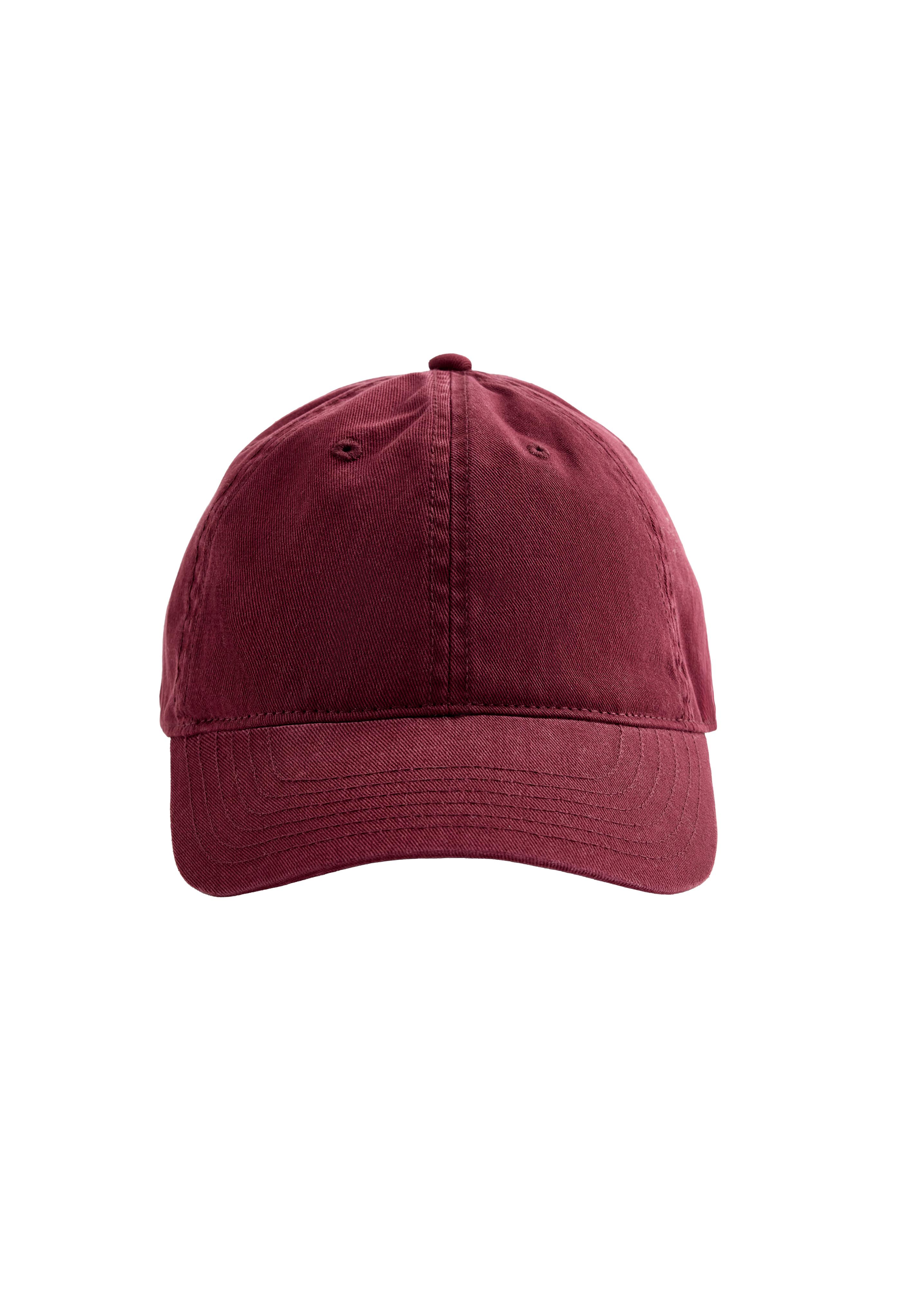 Washed-effect 100% cotton cap — BURGUNDY