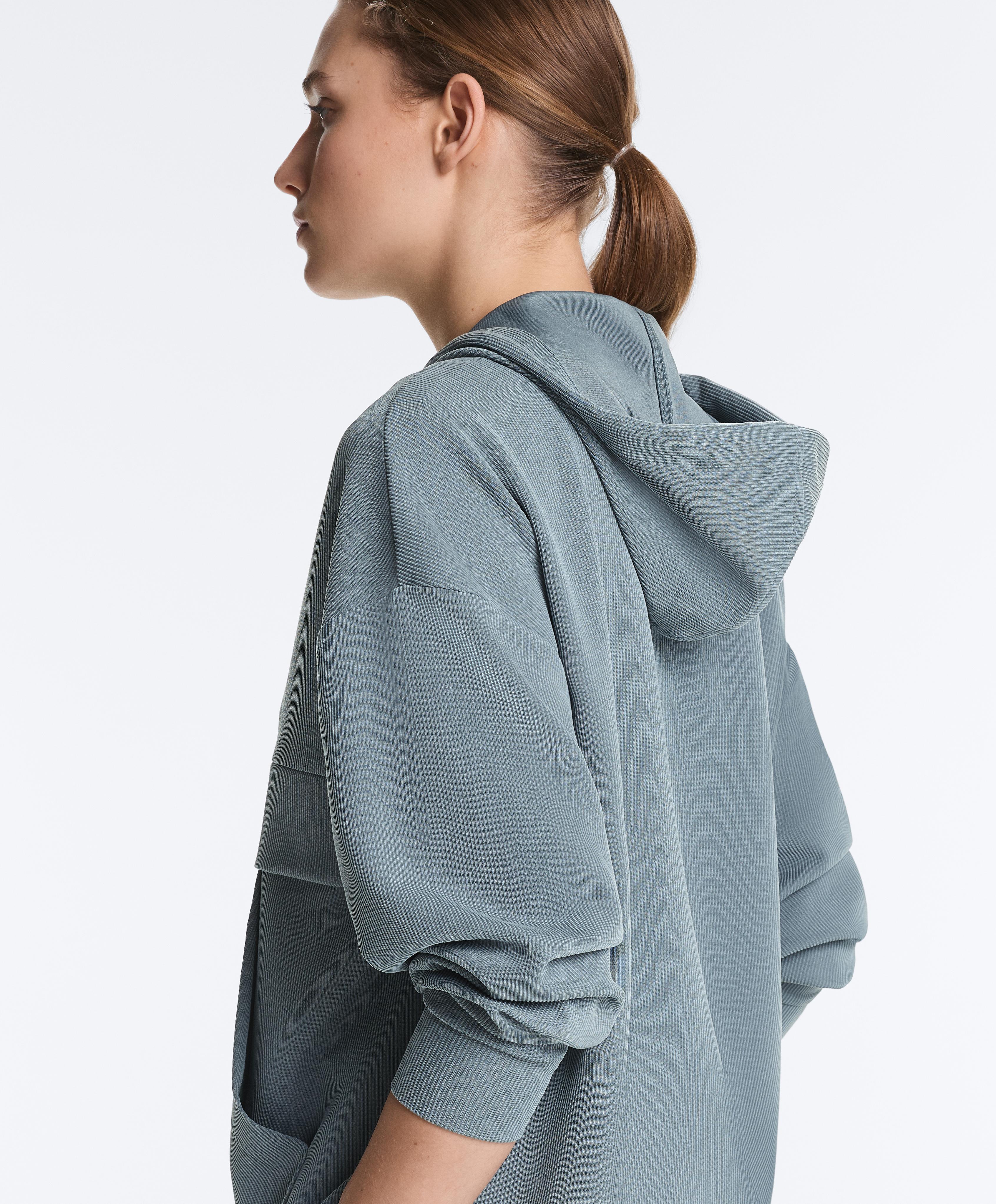 Soft-touch modal zip rib sweatshirt — DARK GREY-BLUE