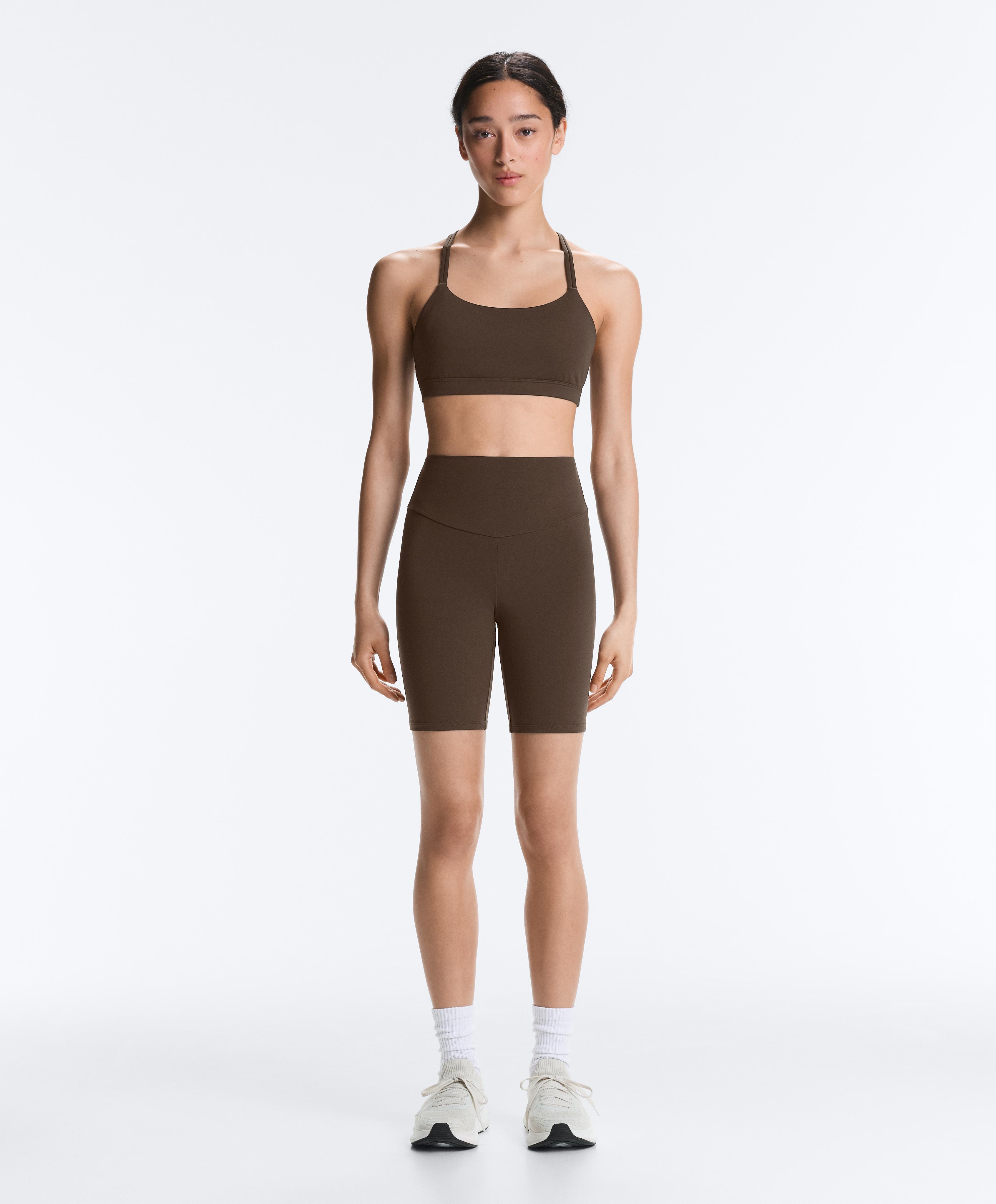Comfortlux high-rise 20cm biker leggings — DARK BROWN