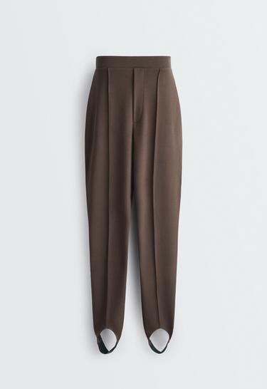 Slim-fit stirrup trousers with cotton — BROWN 7