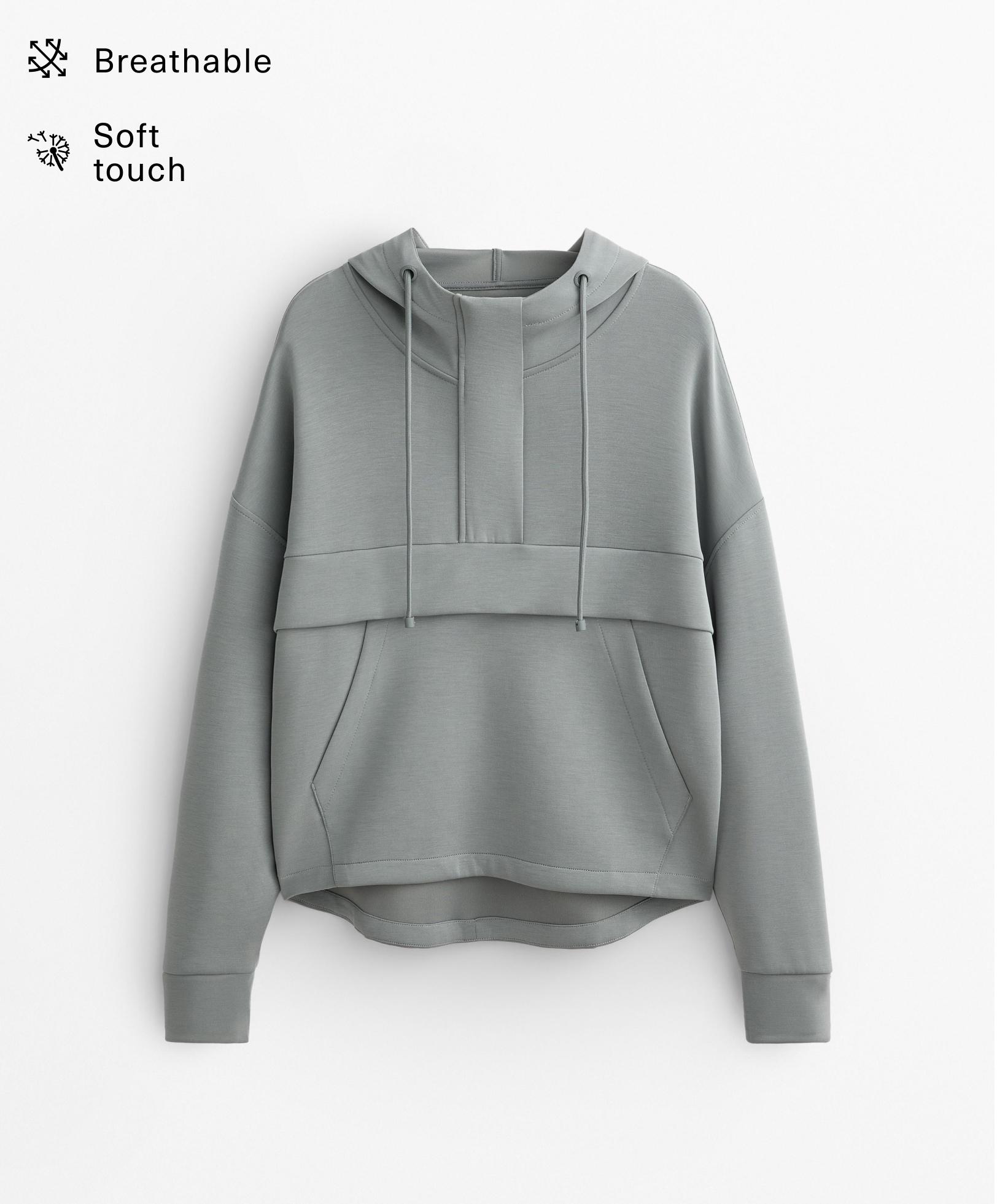 Soft-touch sweatshirt with modal and zip