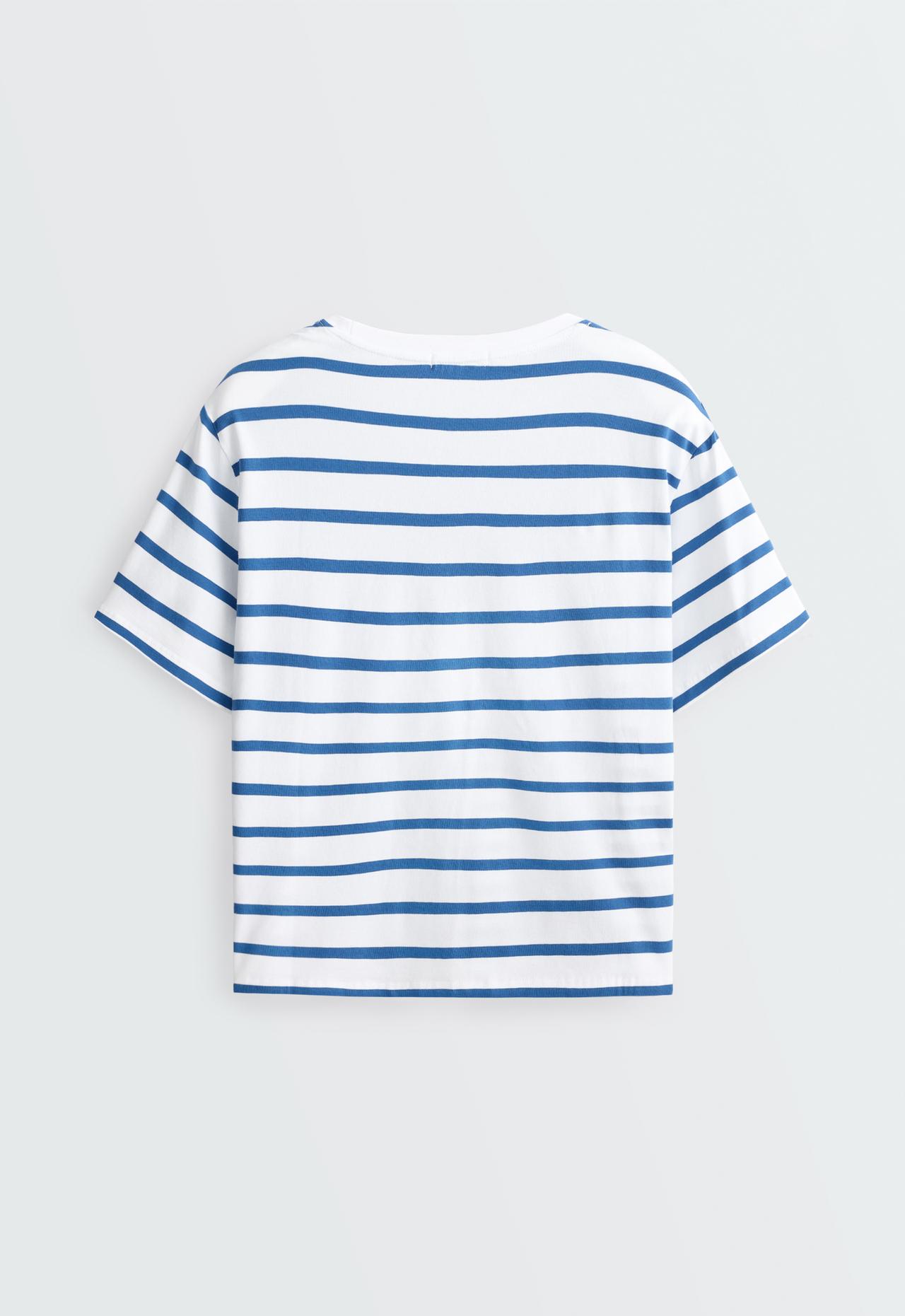 Boxy short-sleeved cotton blend T-shirt — ELECTRIC BLUE