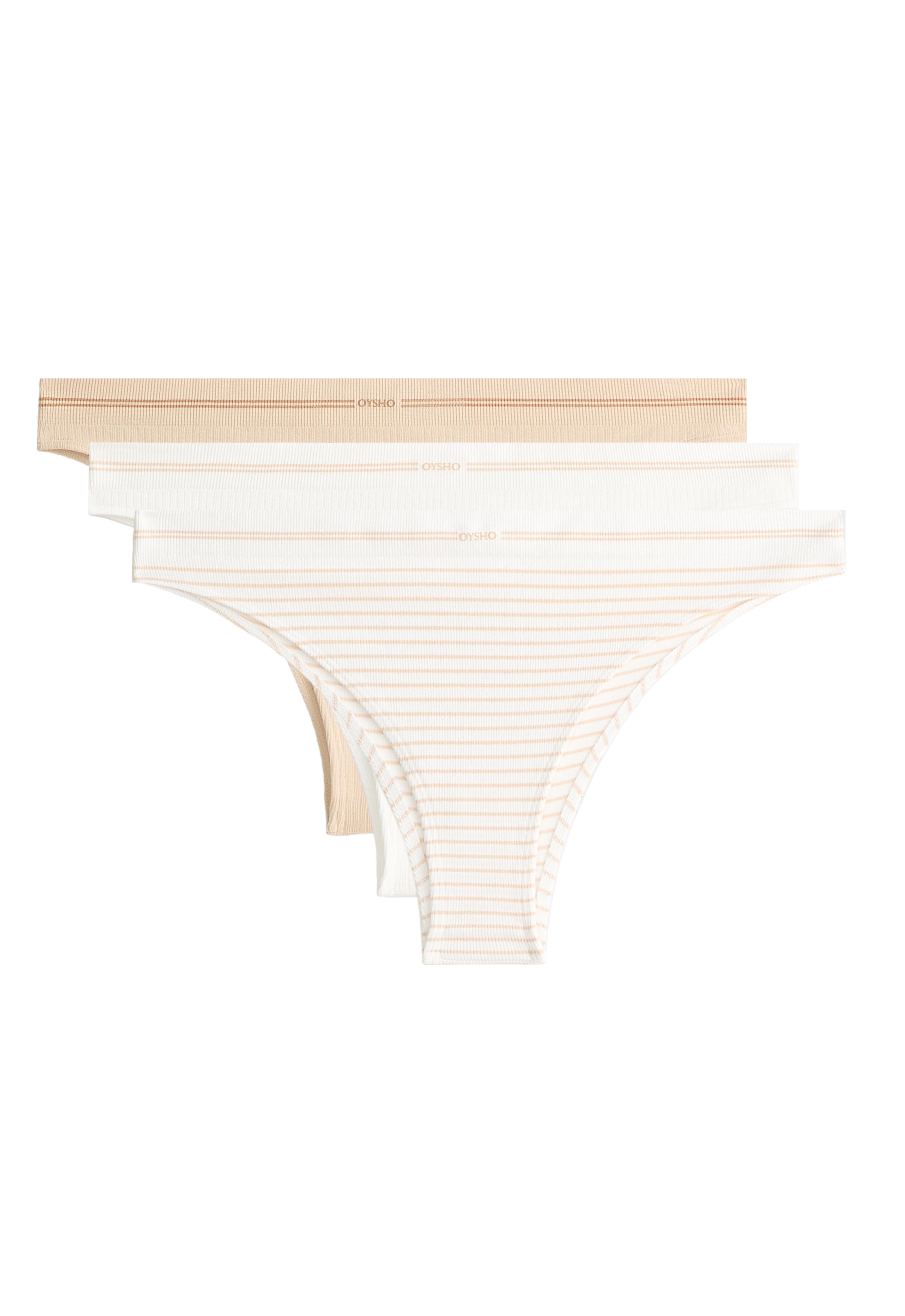 3 seamless ribbed polyamide blend Brazilian briefs — WHITE 