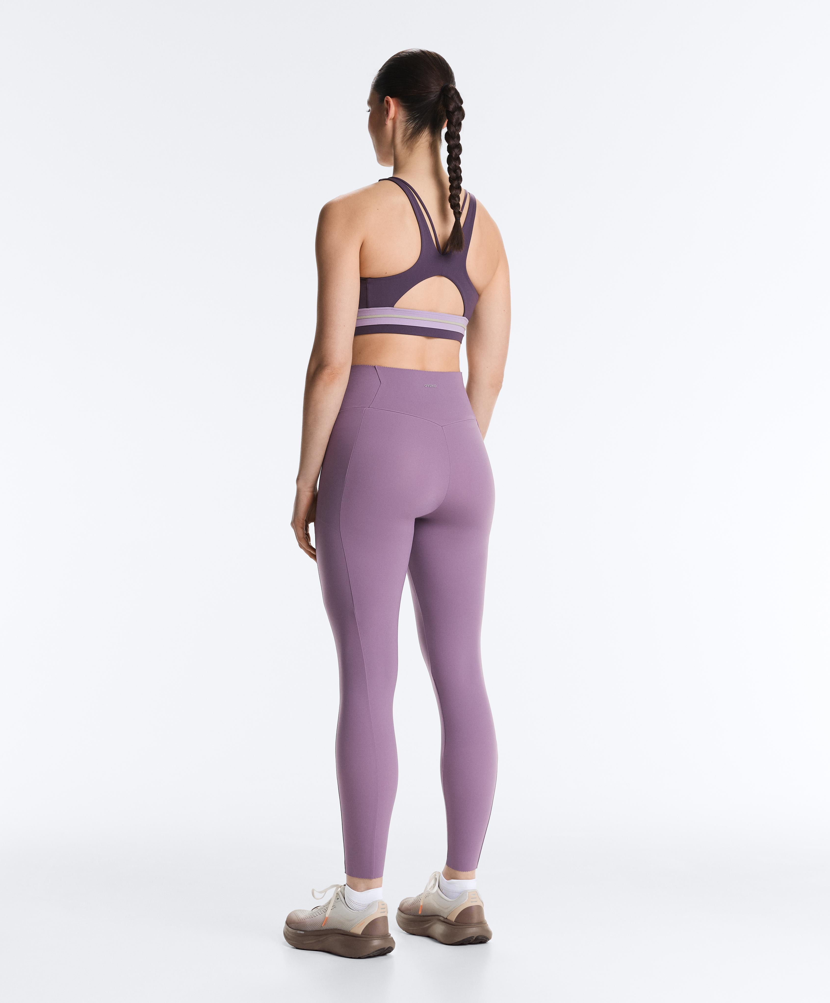 Compressive high-waisted pocket ankle-length leggings — DUSTY VIOLET