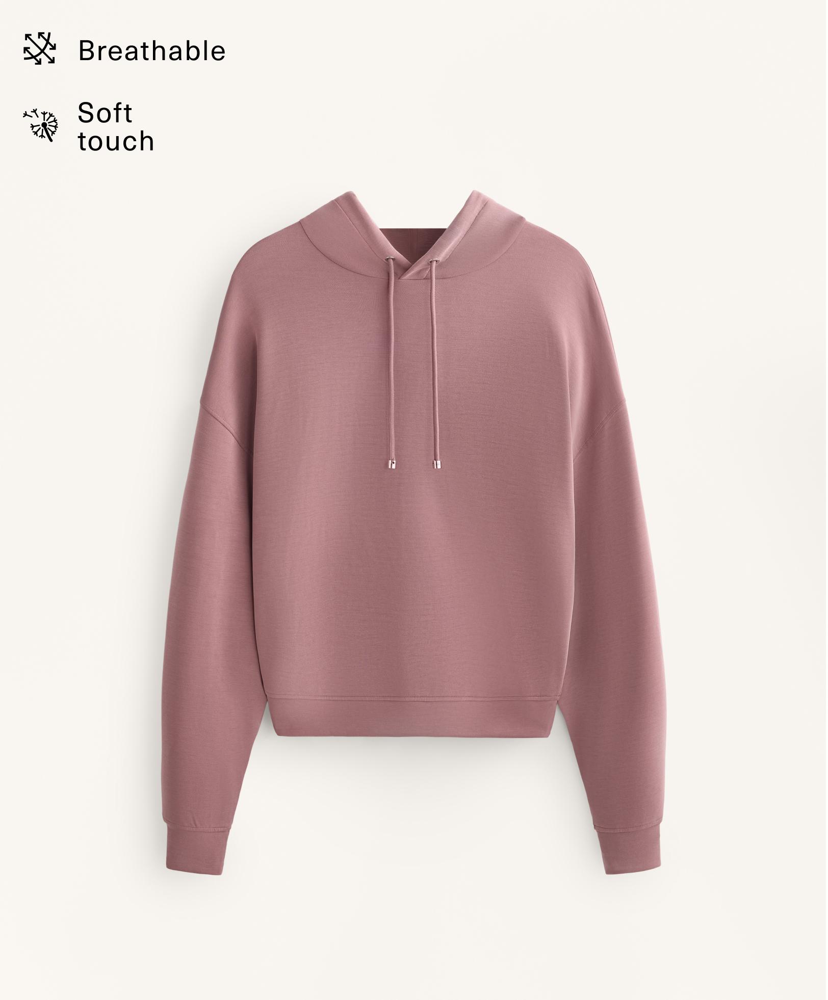 Boxy hooded sweatshirt with modal — PINK-MAUVE