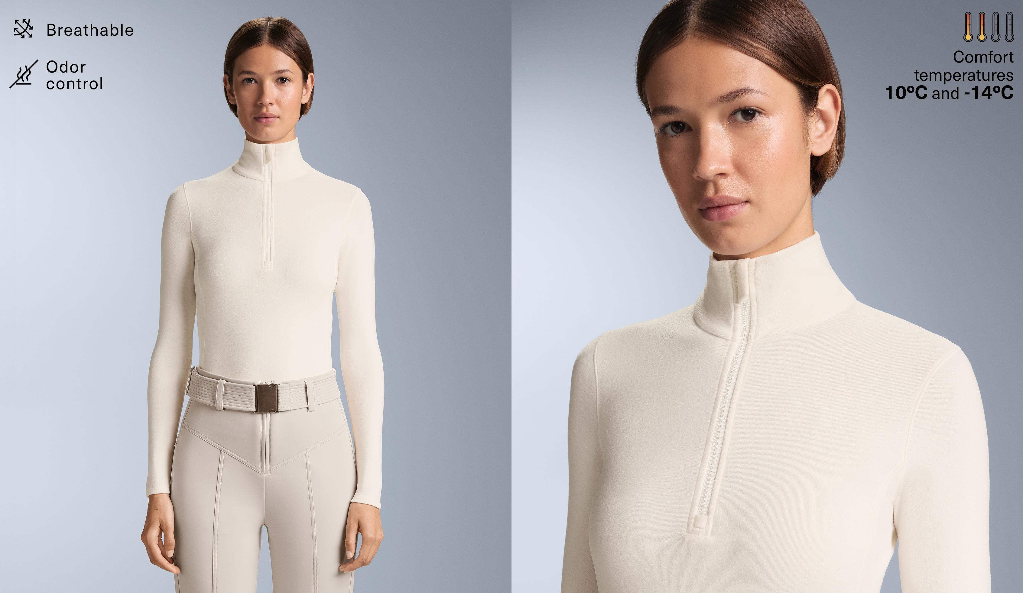 Camisola térmica base layer polar com fecho de correr parcial