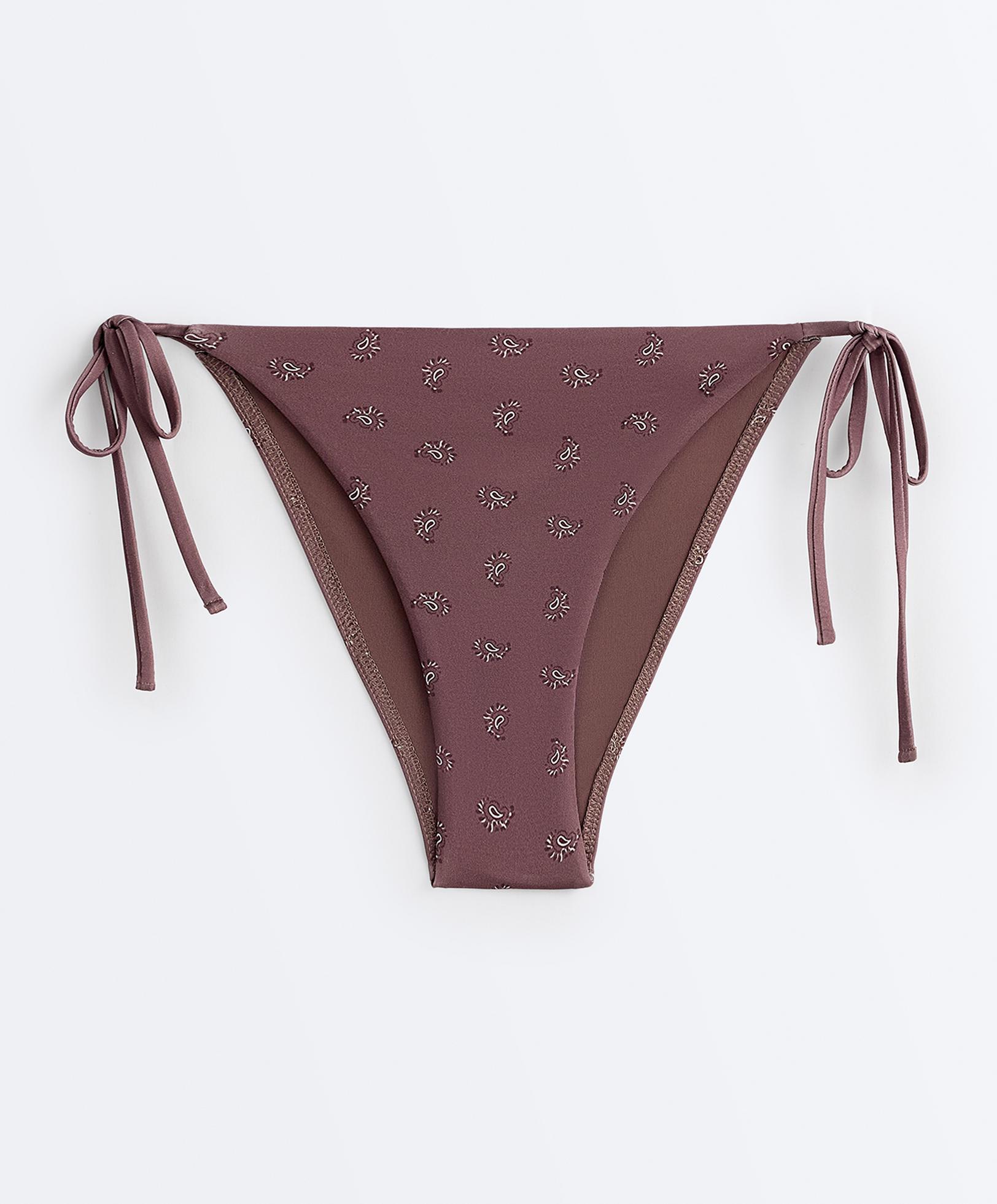 Medium-coverage bandana-print tie bikini briefs — DARK BROWN