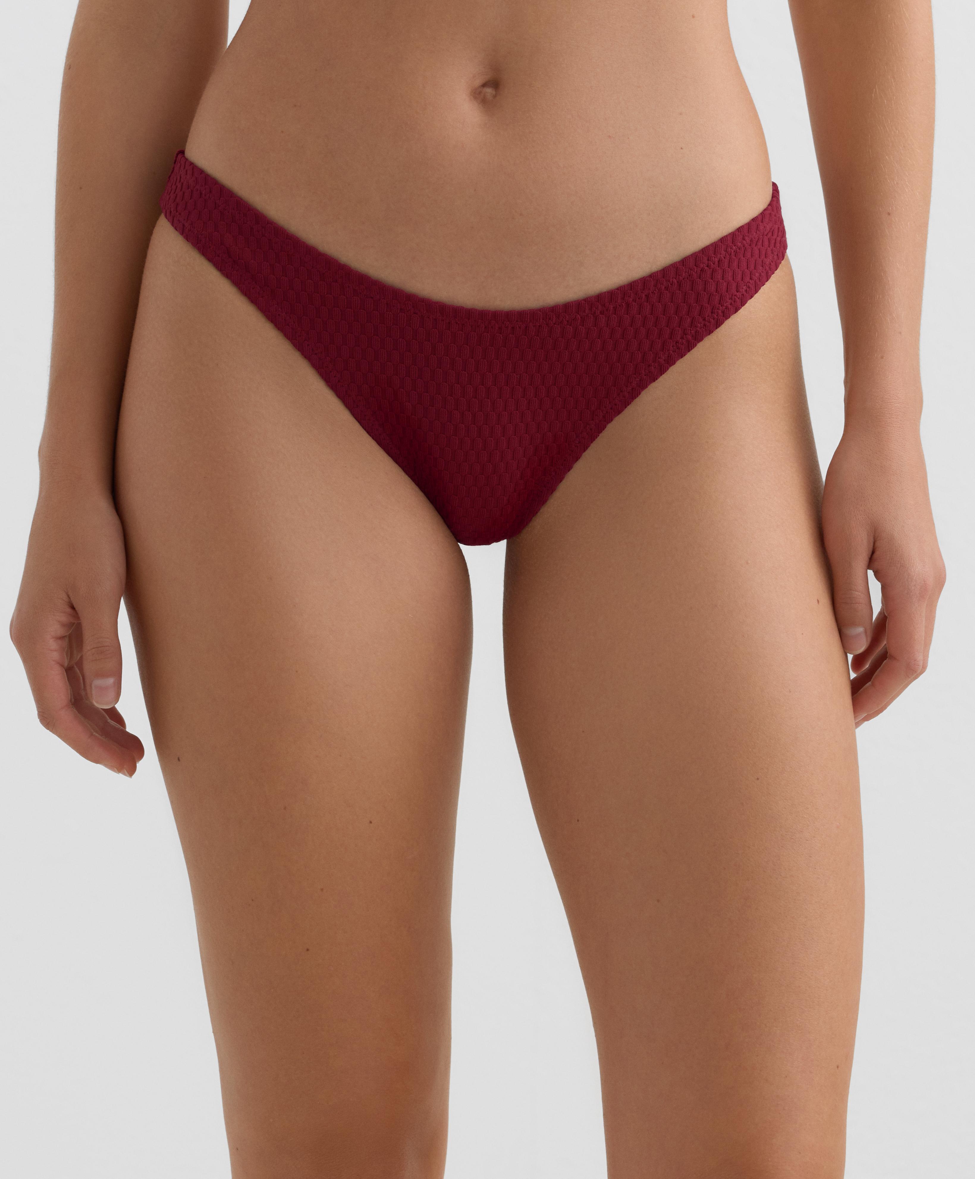 U-cut mini check jacquard Brazilian bikini briefs — PALE PLUM