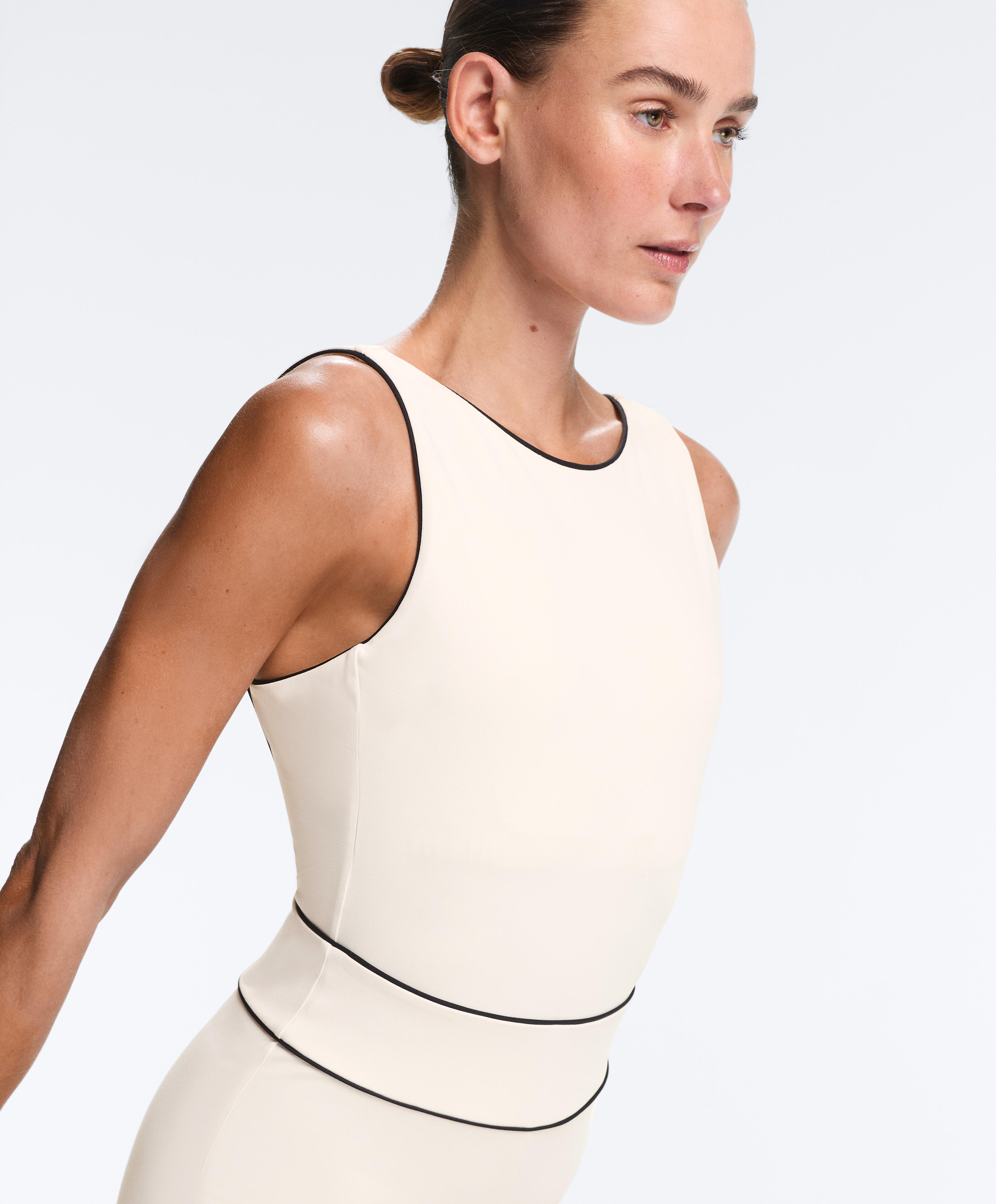 Comfortlux Piping Short Jumpsuit — PALE ECRU