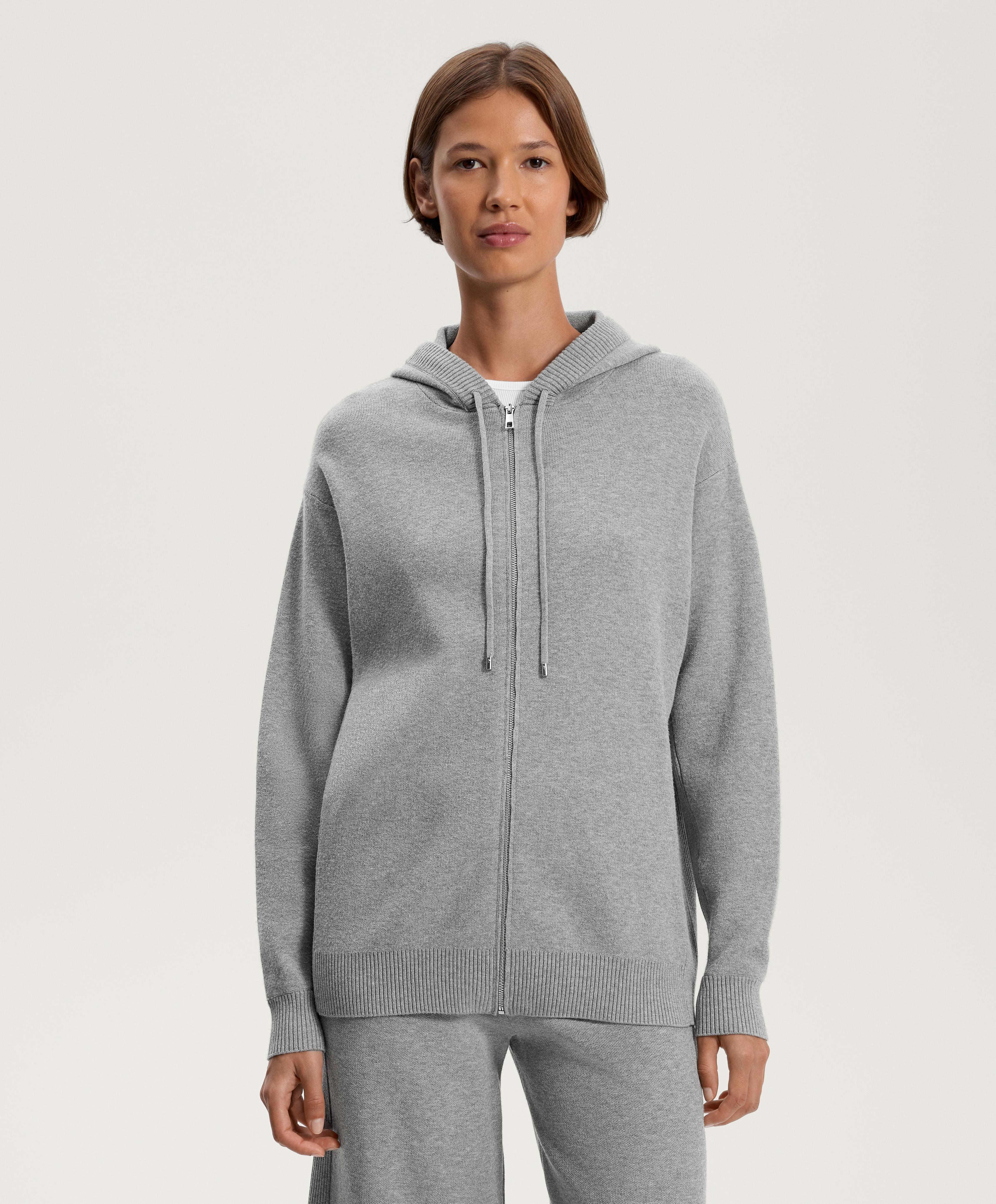 Long knit cardigan with hood
