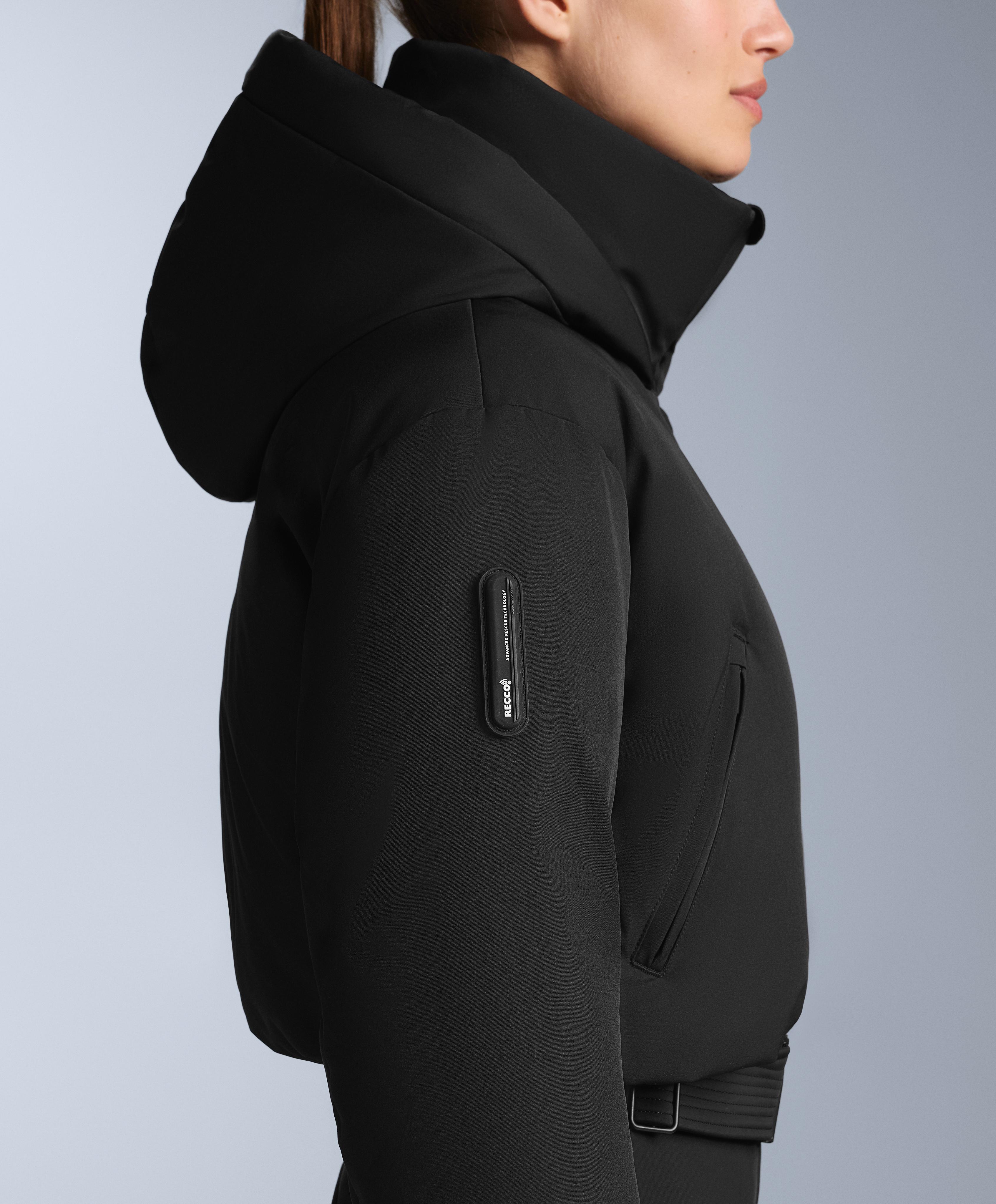 MINARDI PIUME SKI water-resistant padded 80% down and 20% feather jumpsuit — BLACK