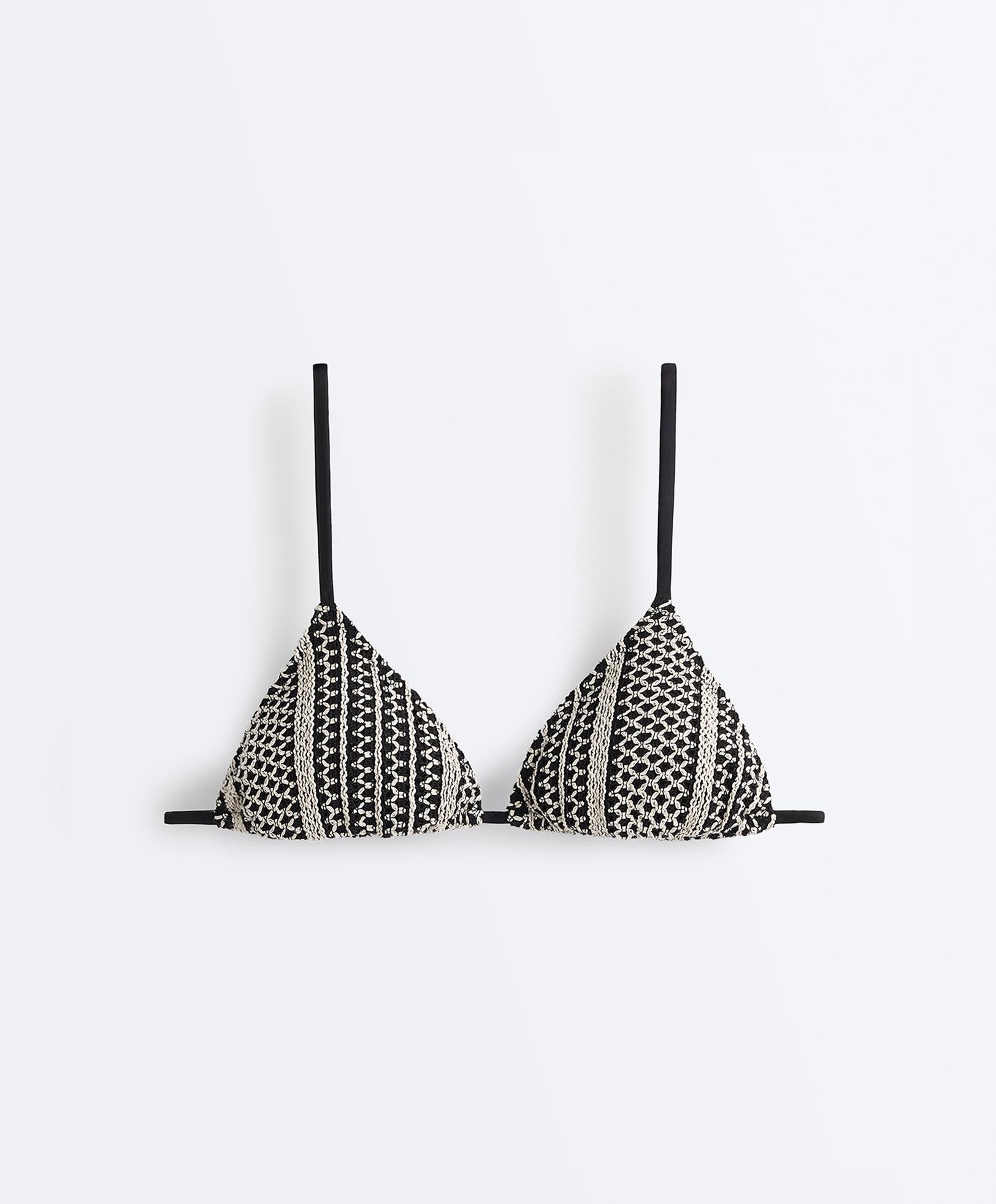 Crochet triangle bikini top — BLACK