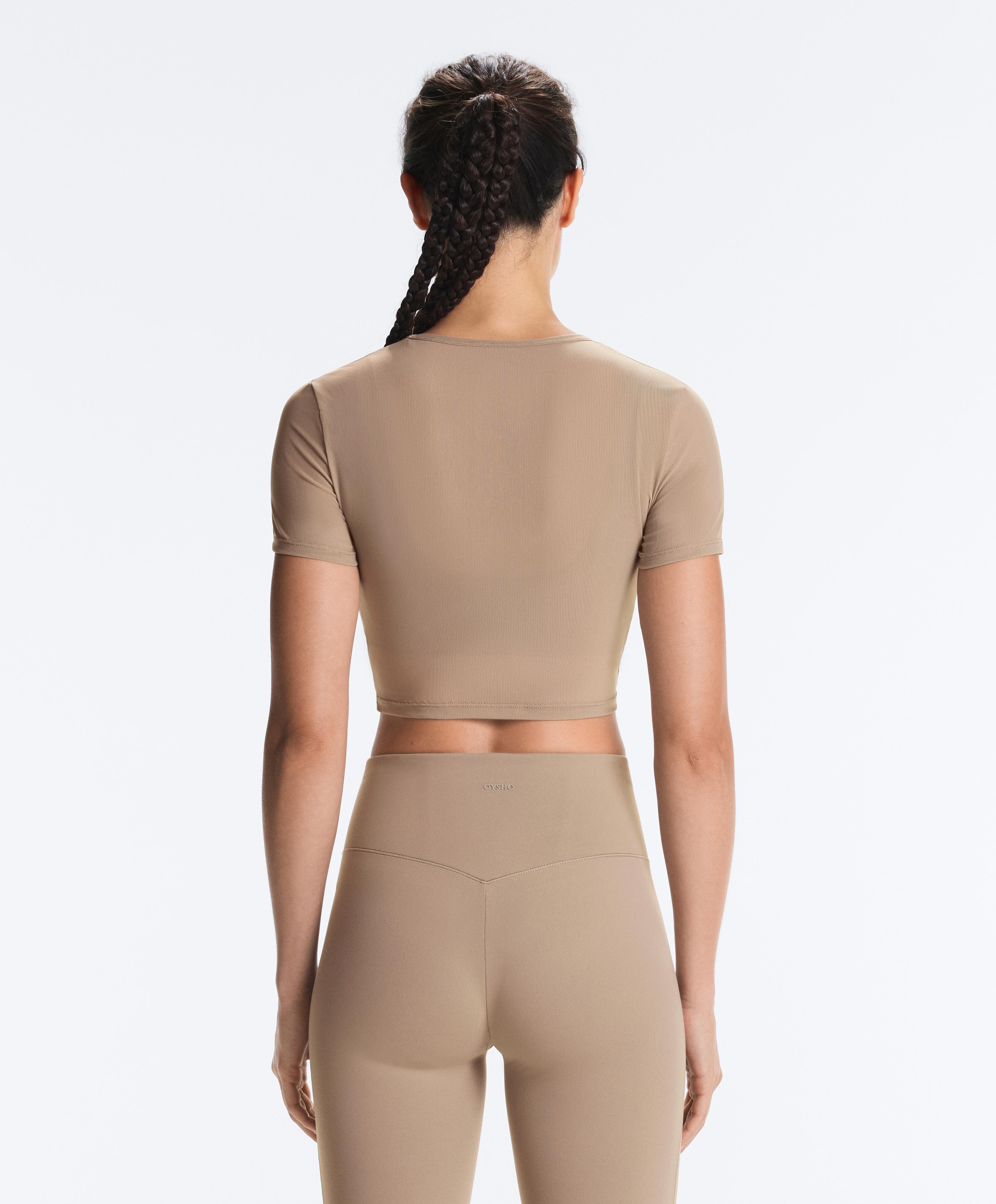 Evermove short-sleeved overlay tank top — PINK-BEIGE