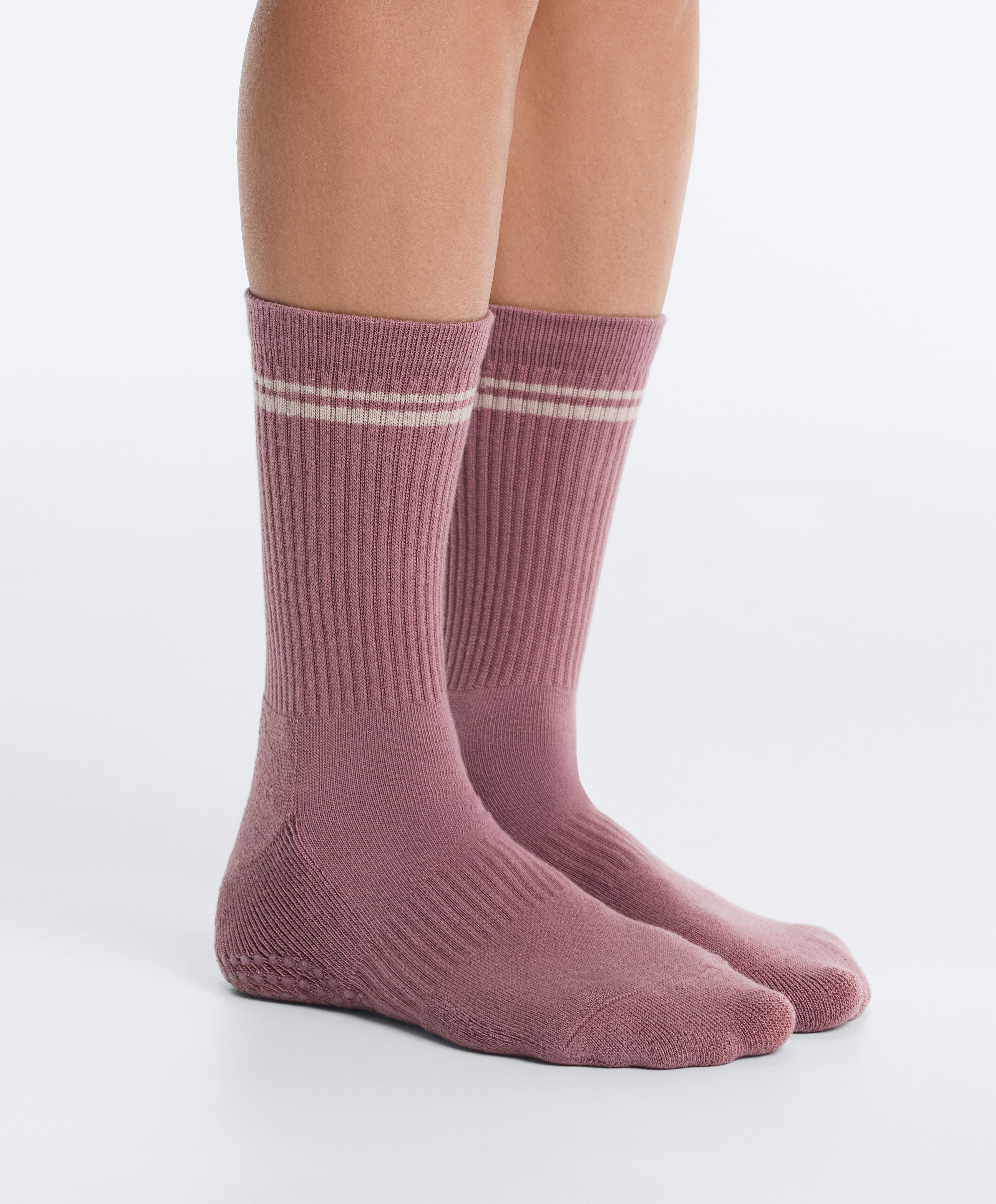 2 pairs of classic cotton blend yoga and Pilates socks — SOFT PINK