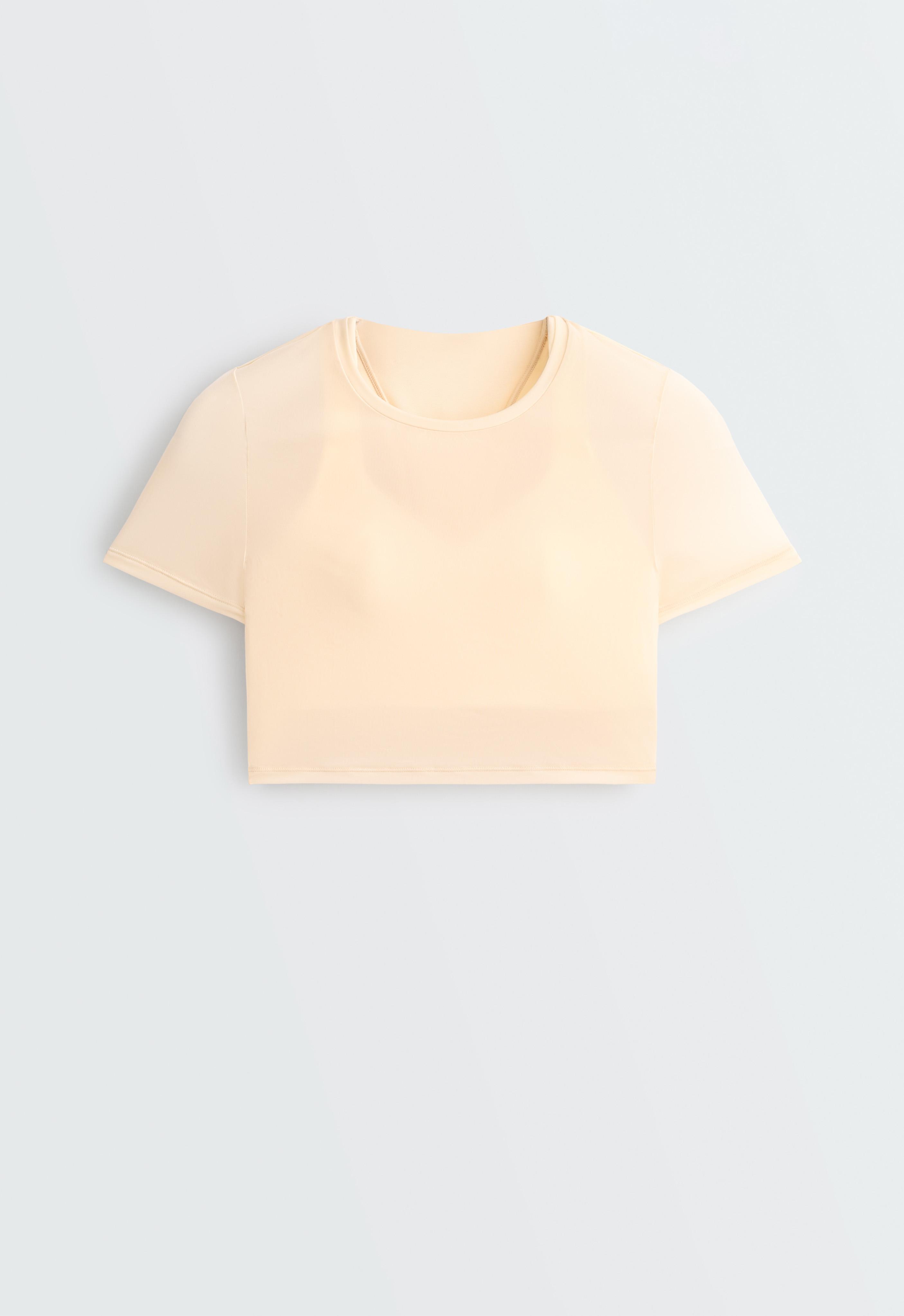 Short-sleeved sheer tank top — VANILLA