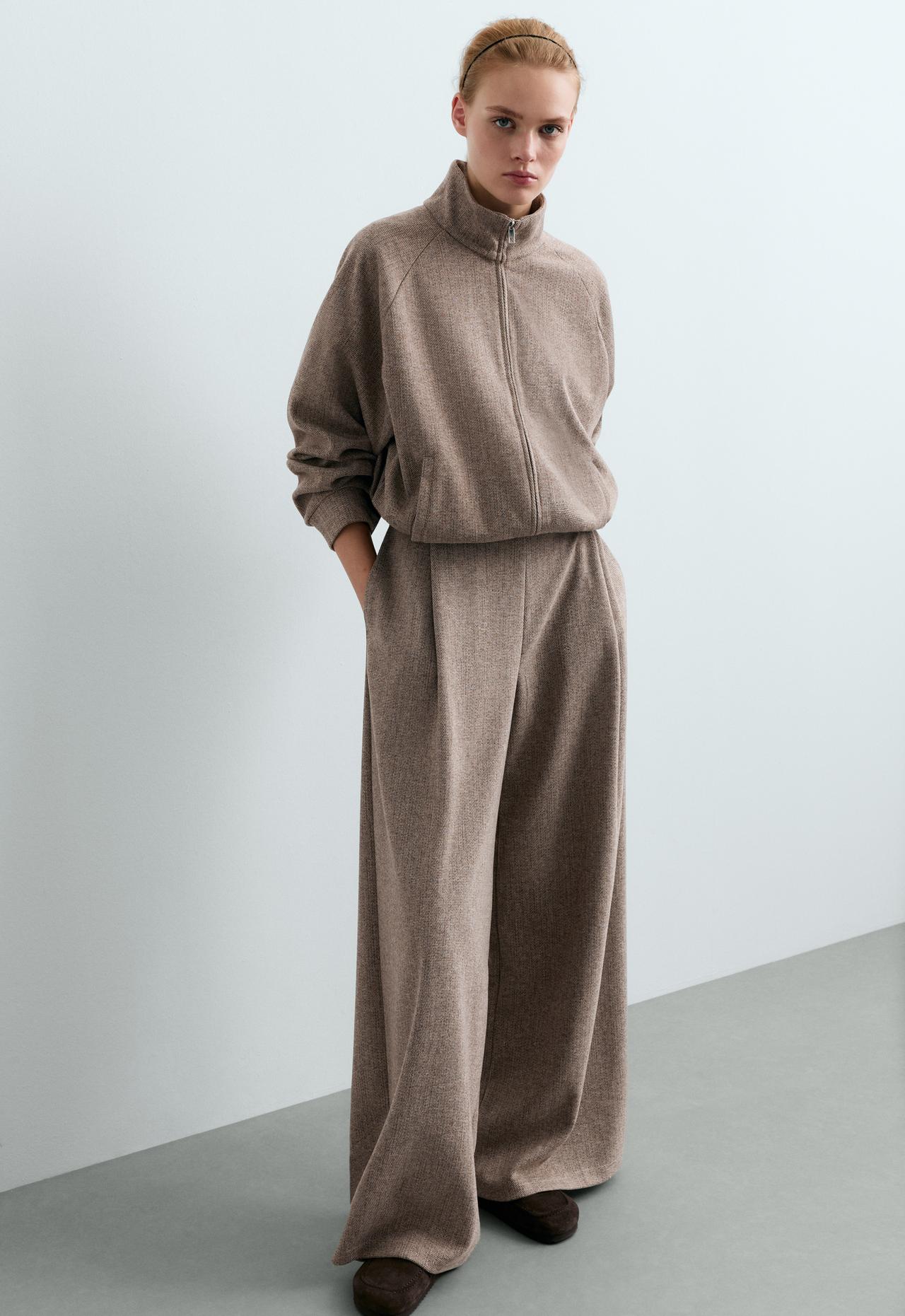 Short flecked jacket — BROWN-GREY MELANGE