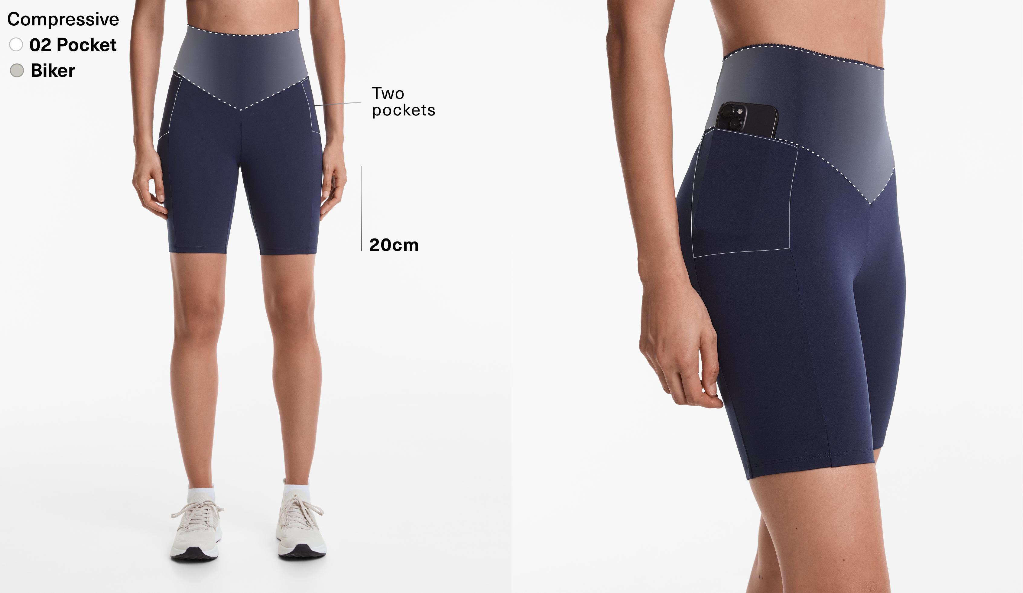 Leggings de cycliste taille haute Compressive pocket 20 cm Leggings de cycliste taille haute Compressive pocket 20 cm