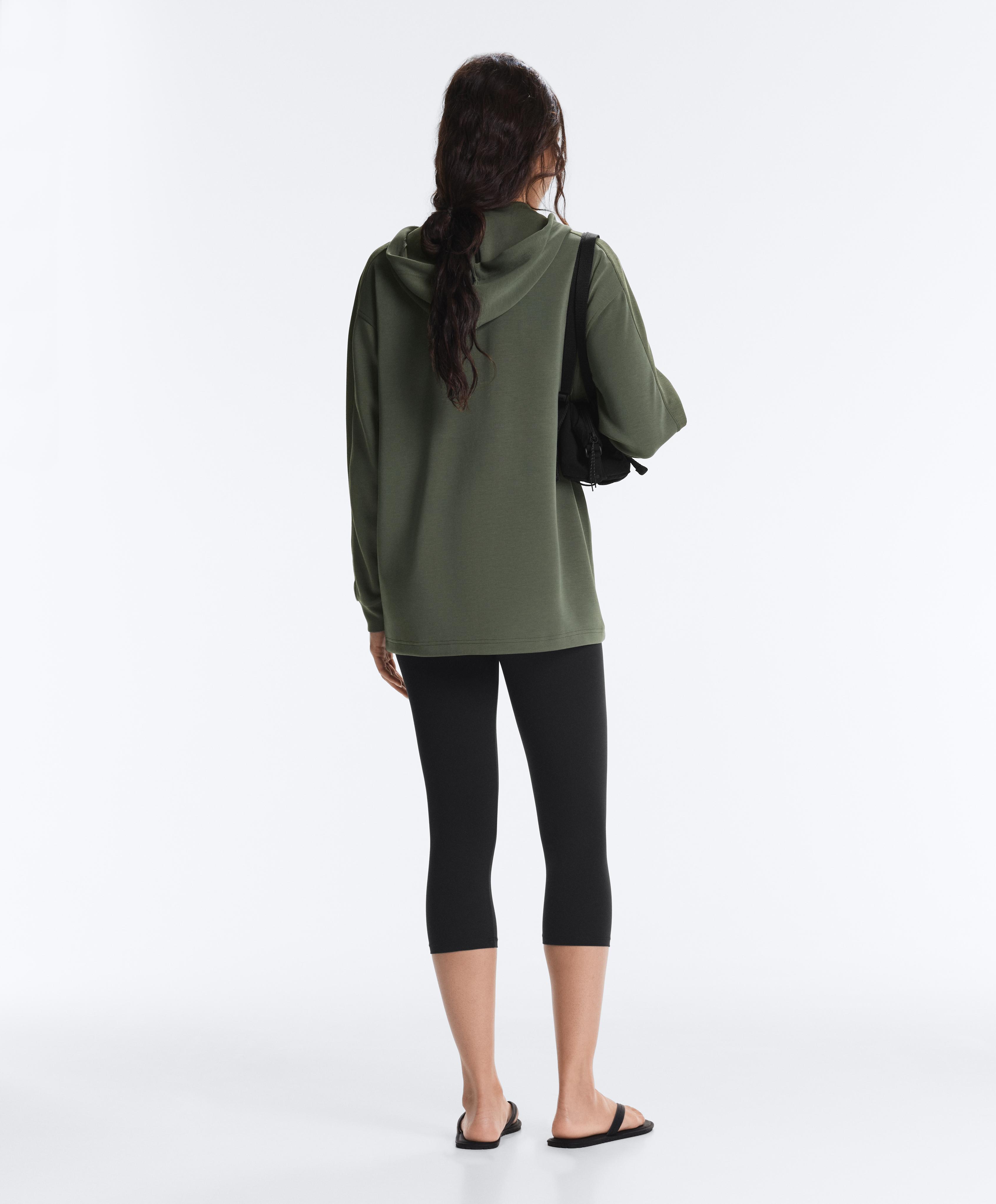 Long jacket with rib details and soft-touch modal — KHAKI