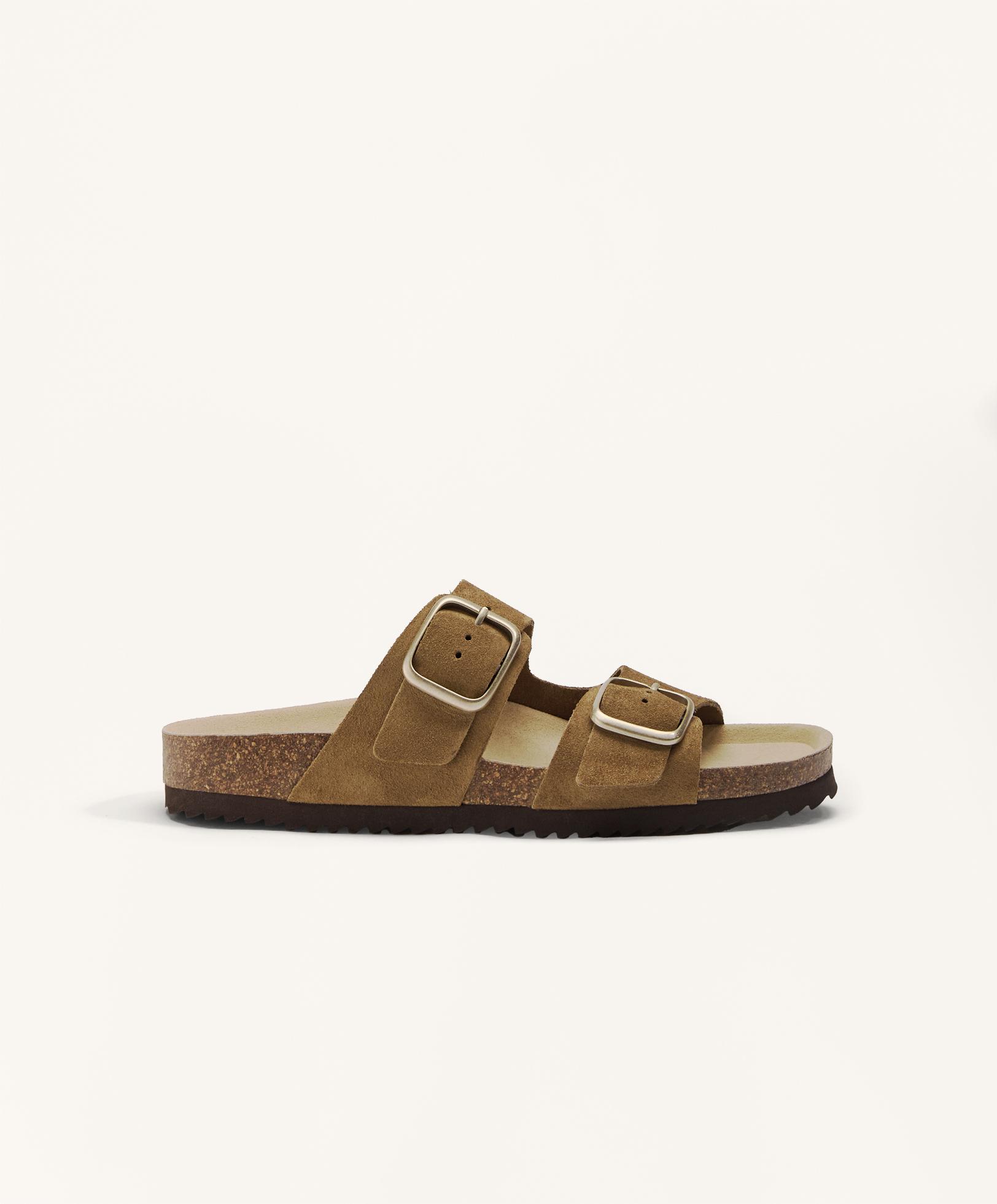 Buckle split-leather sandal