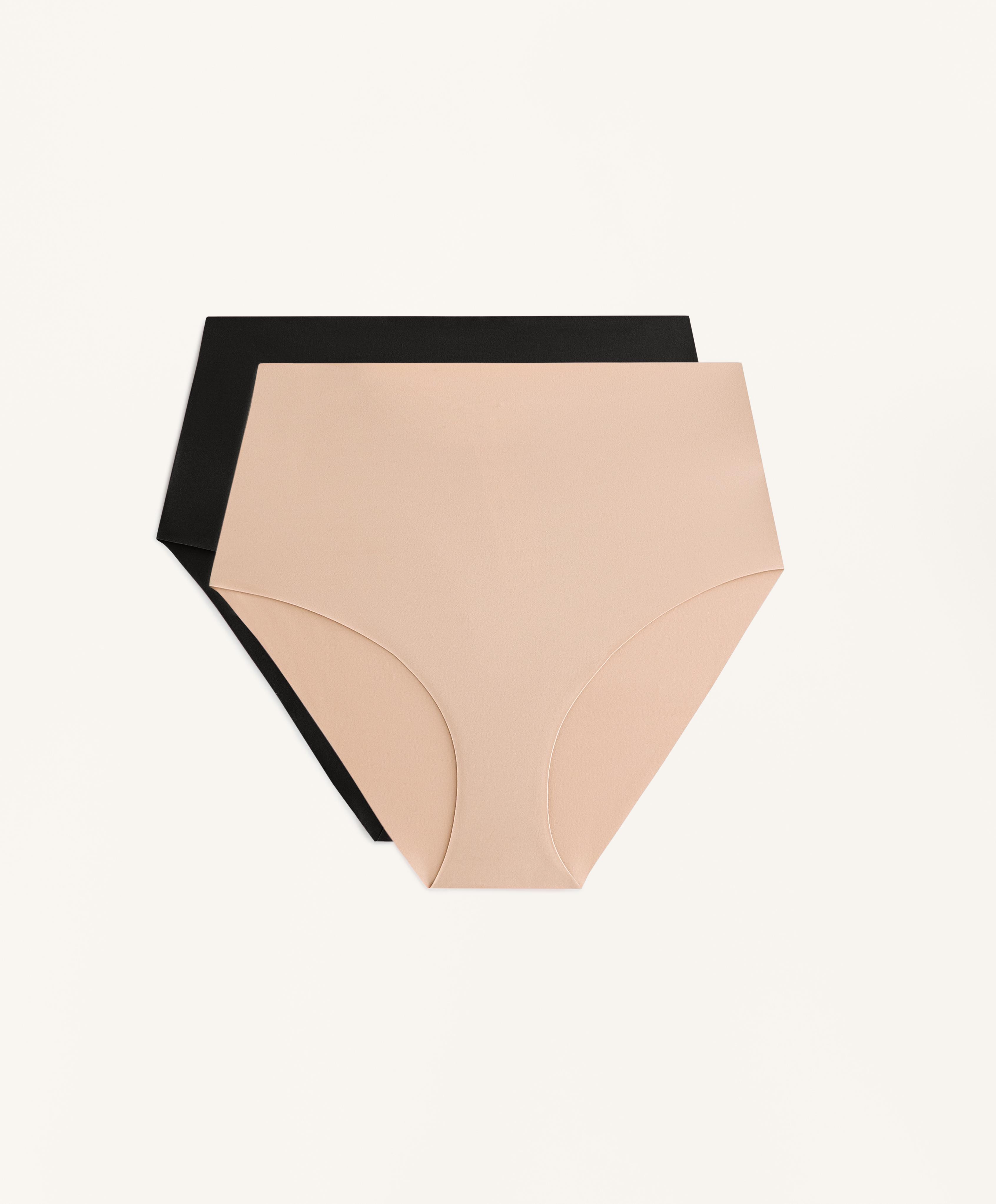 2 invisible medium-support high-rise classic briefs — BEIGE