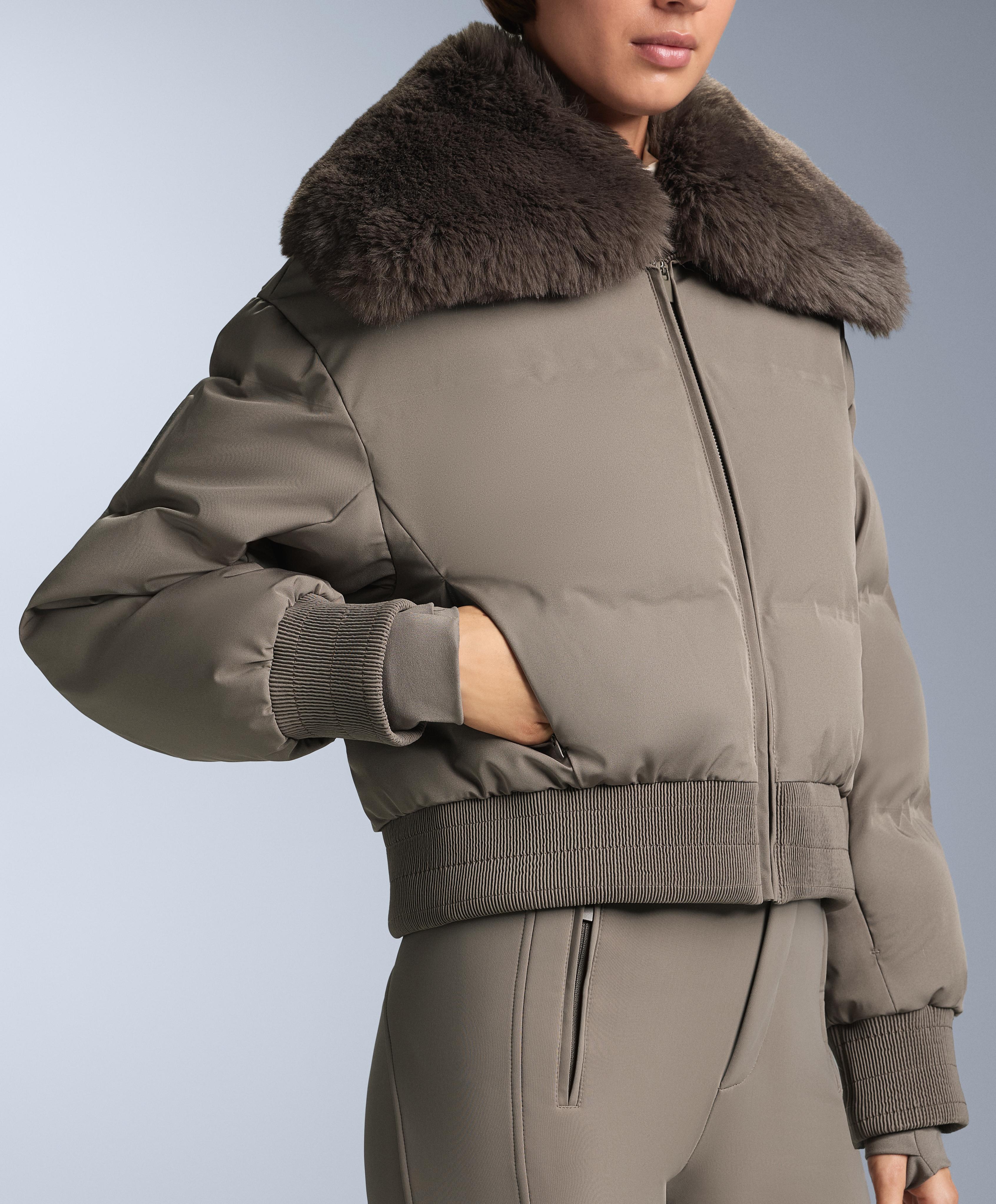 MINARDI PIUME SKI water-resistant 80% down and 20% feather jacket — DARK TAUPE
