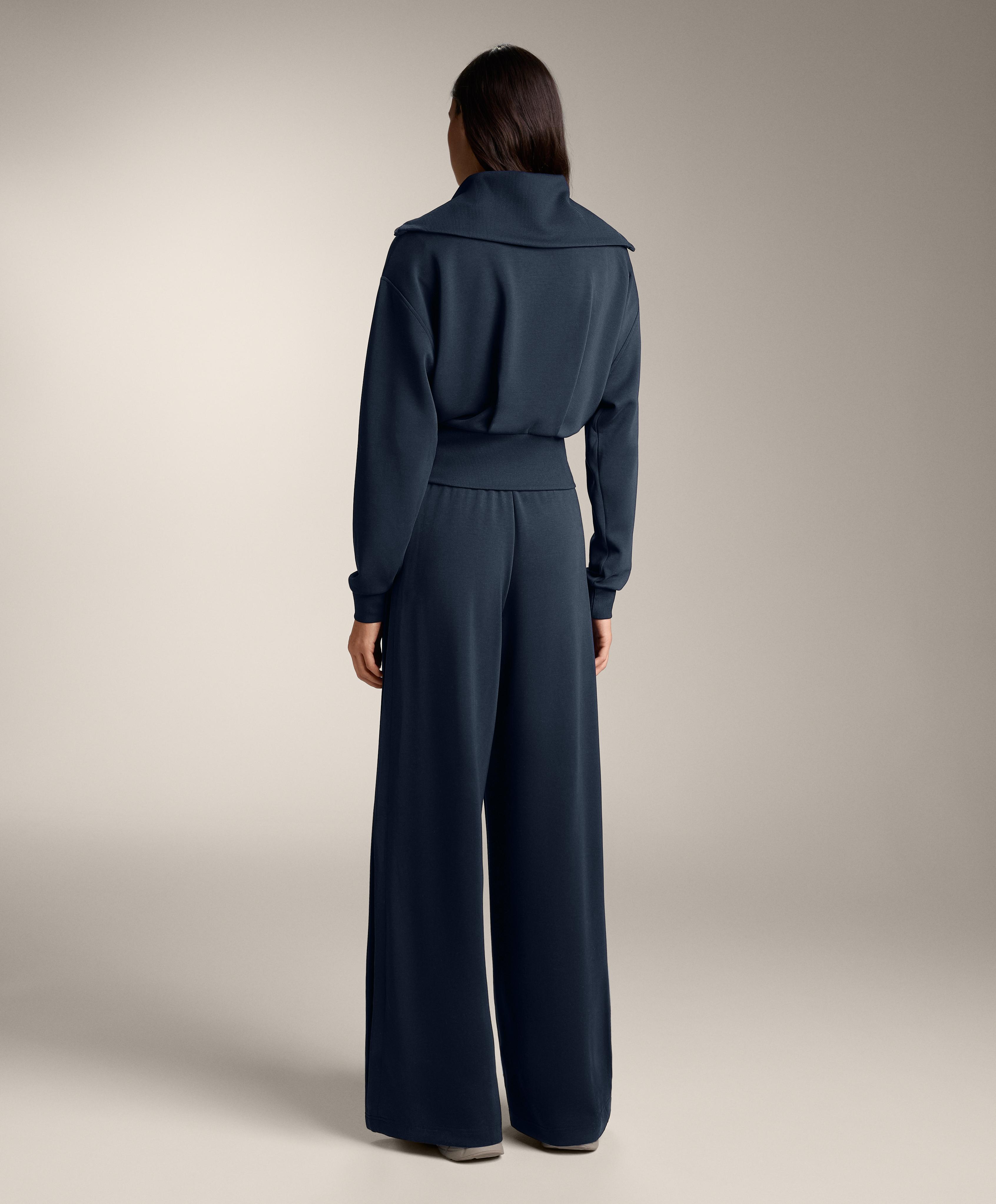 Cocoon trousers with modal side pleat — NAVY BLUE