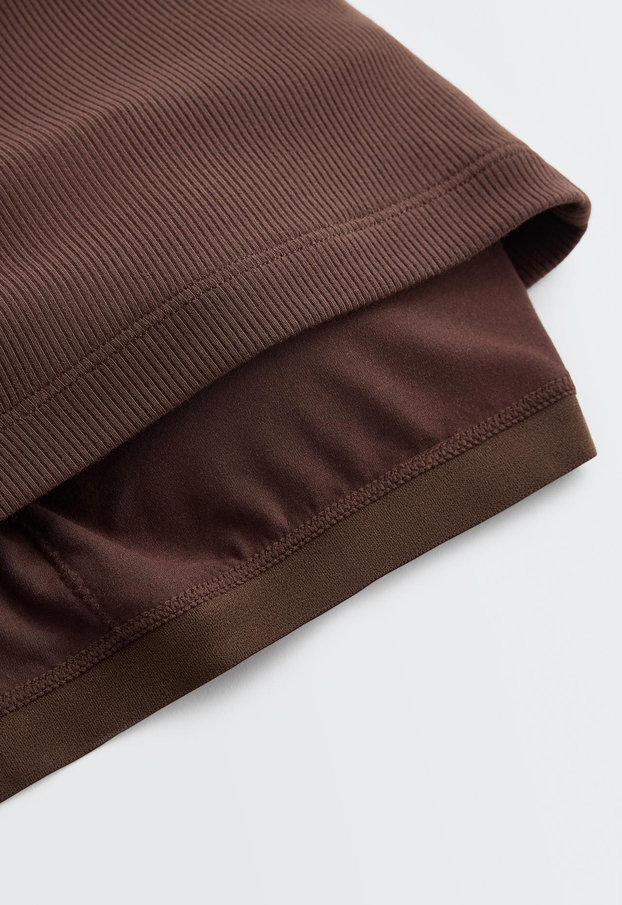 Colour-contrast rib modal blend long tank top — COCOA
