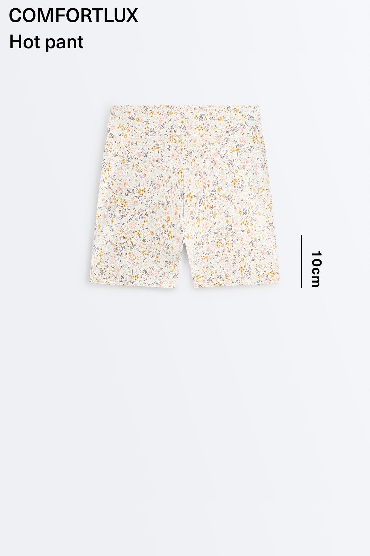 Comfortlux 10cm high-rise floral hot pants — PALE ECRU