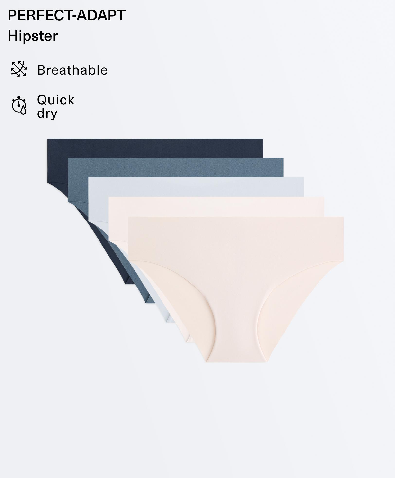 5 laser-cut invisible polyamide blend hipster briefs — MID GREY-BLUE