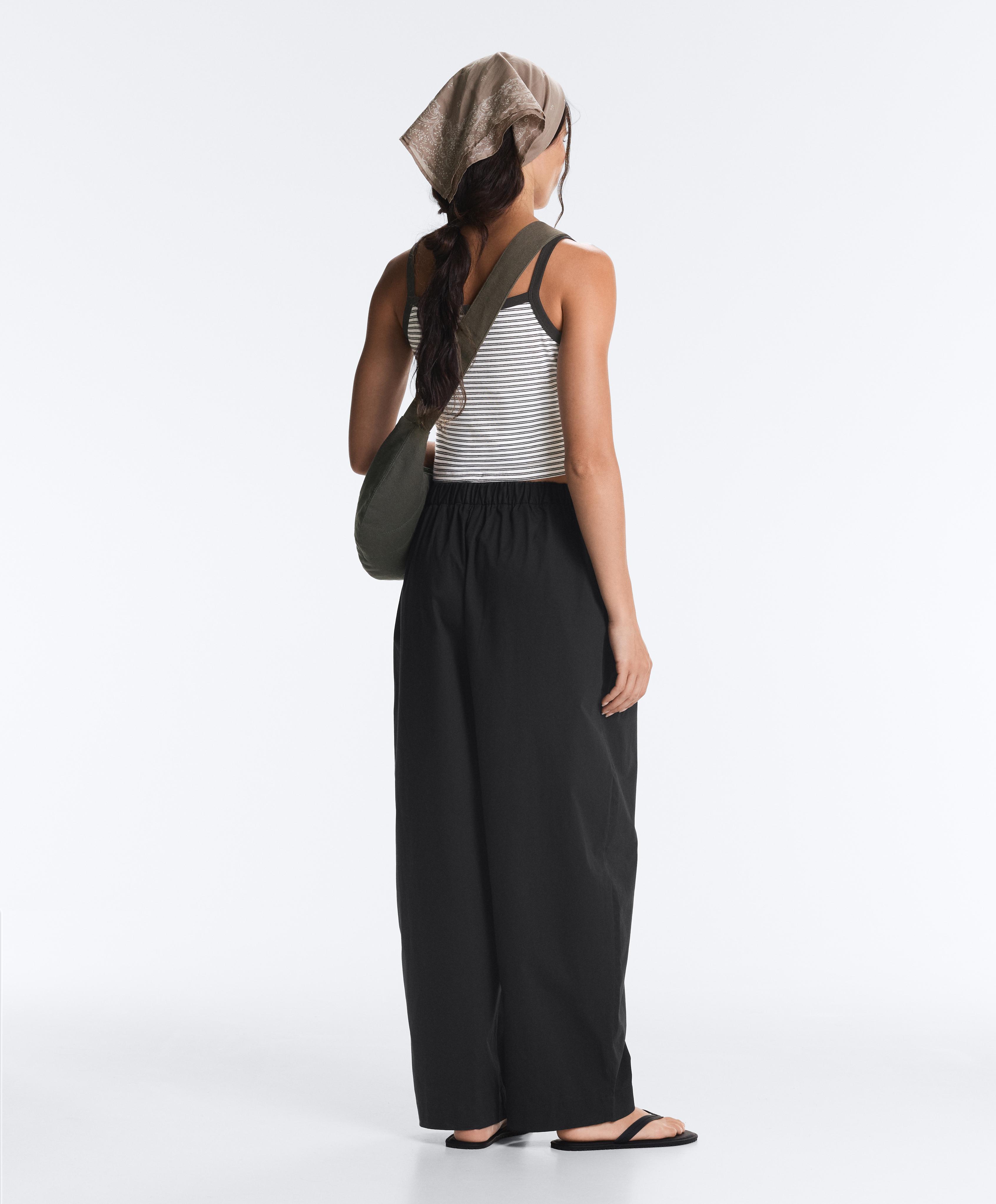 100% cotton tapered trousers — BLACK