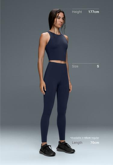Ankle-length high rise Compressive core control leggings — NAVY BLUE 5