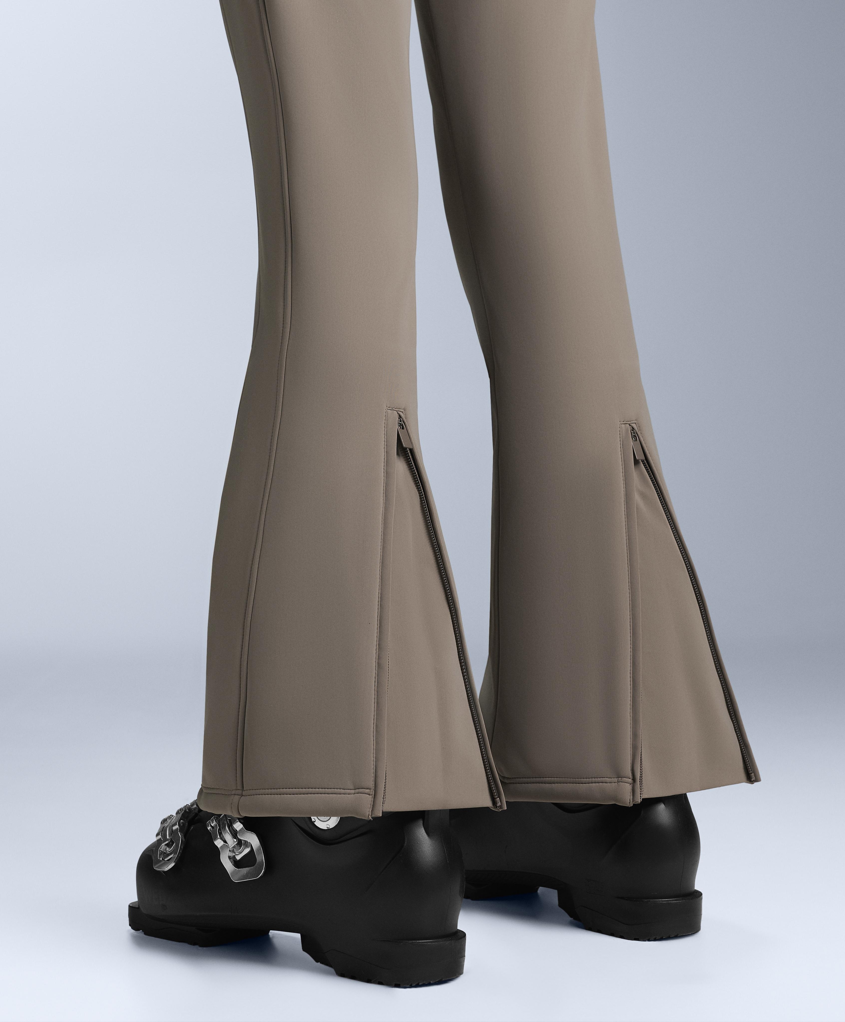 Water-resistant flare stretch SKI trousers — DARK TAUPE