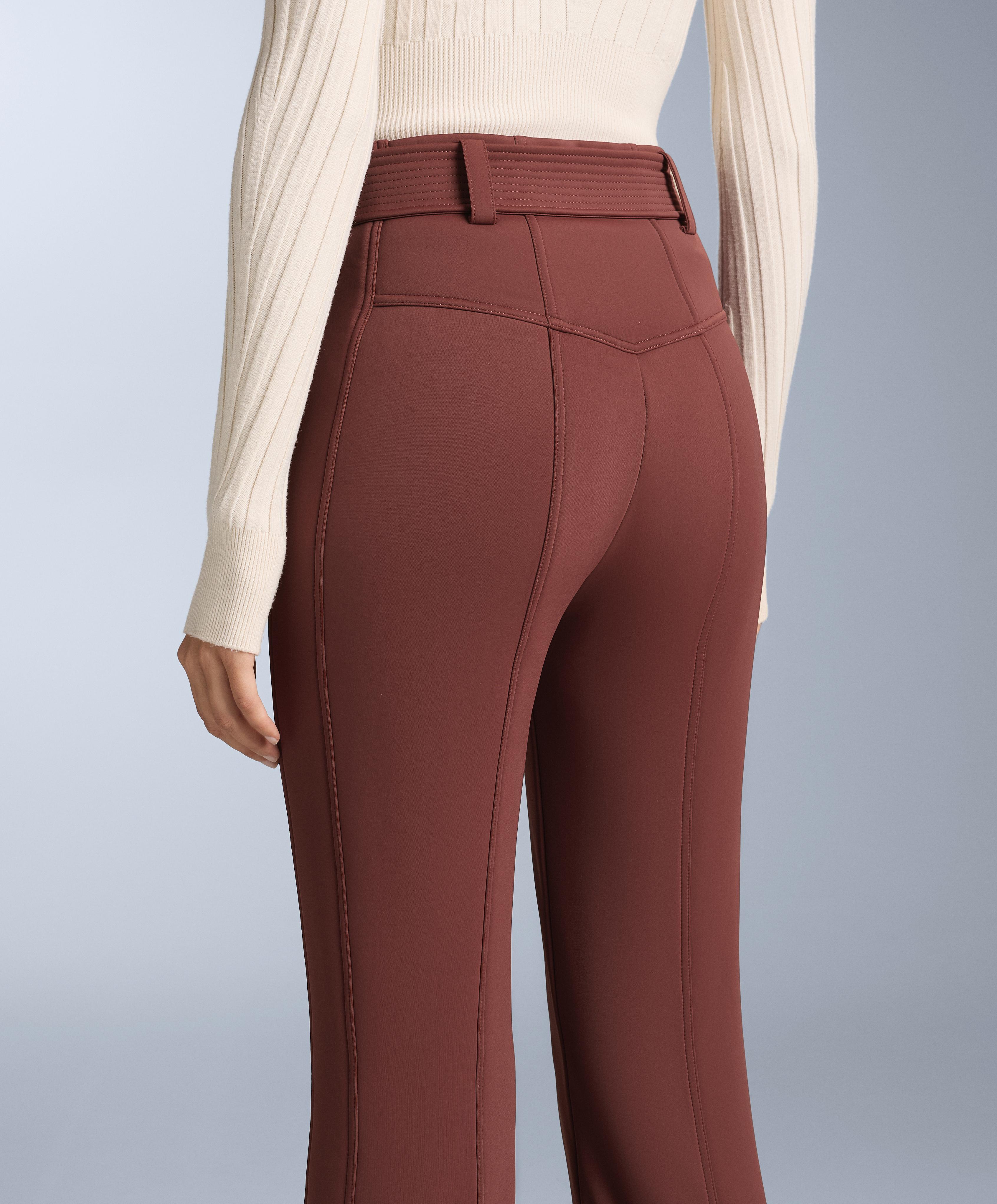 Water-resistant high-rise flare stretch SKI trousers — TERRACOTTA
