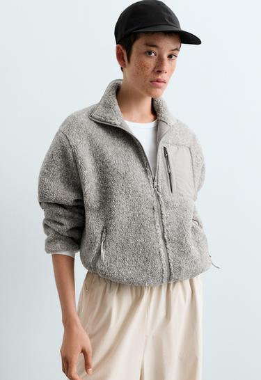 Faux-shearling pocket jacket — MID-GREY MELANGE 3
