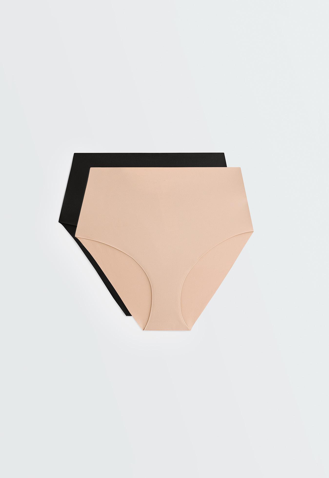2 invisible medium-support high-rise classic briefs — BEIGE