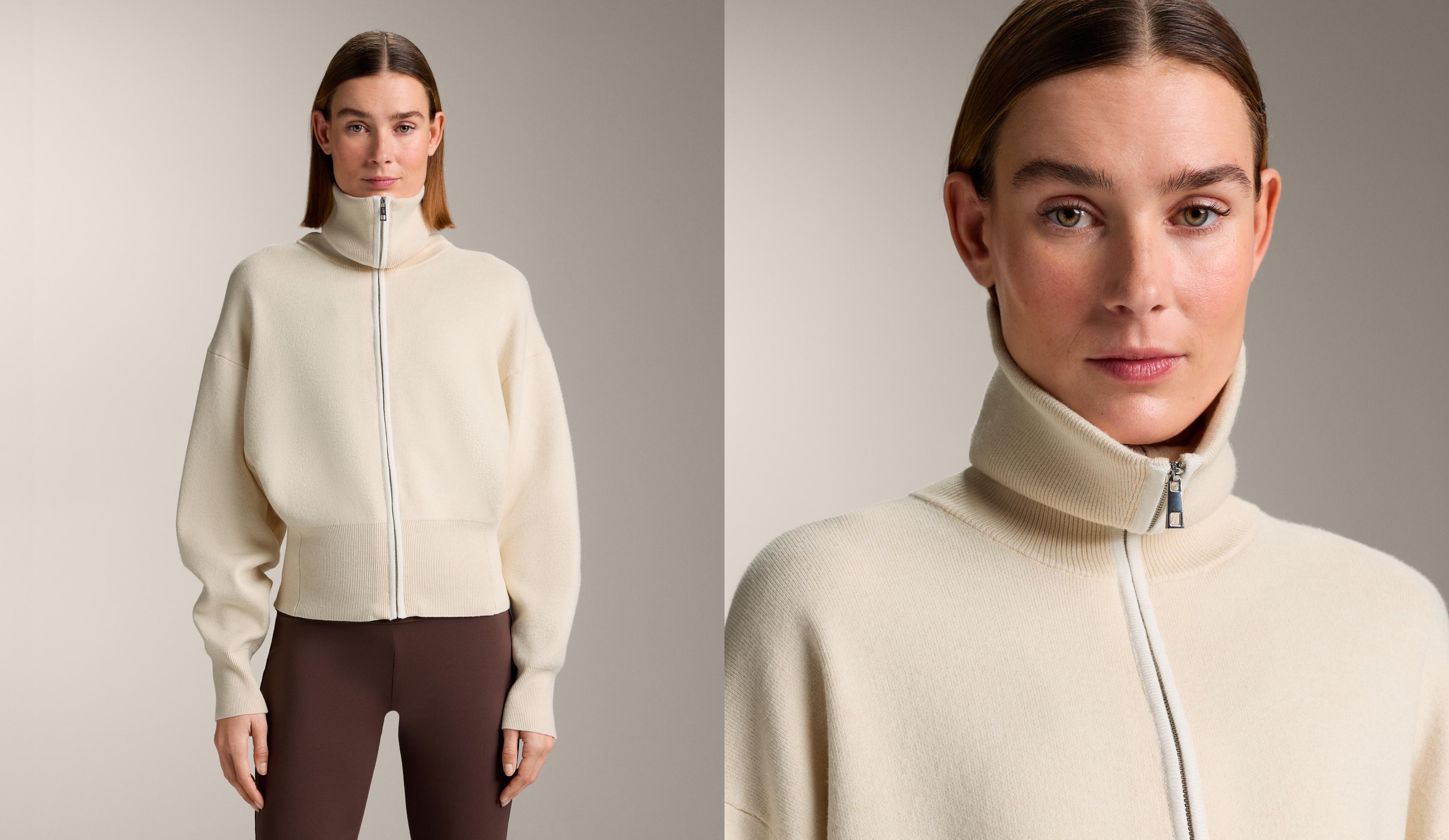 Chaqueta de punto con cremallera a contraste