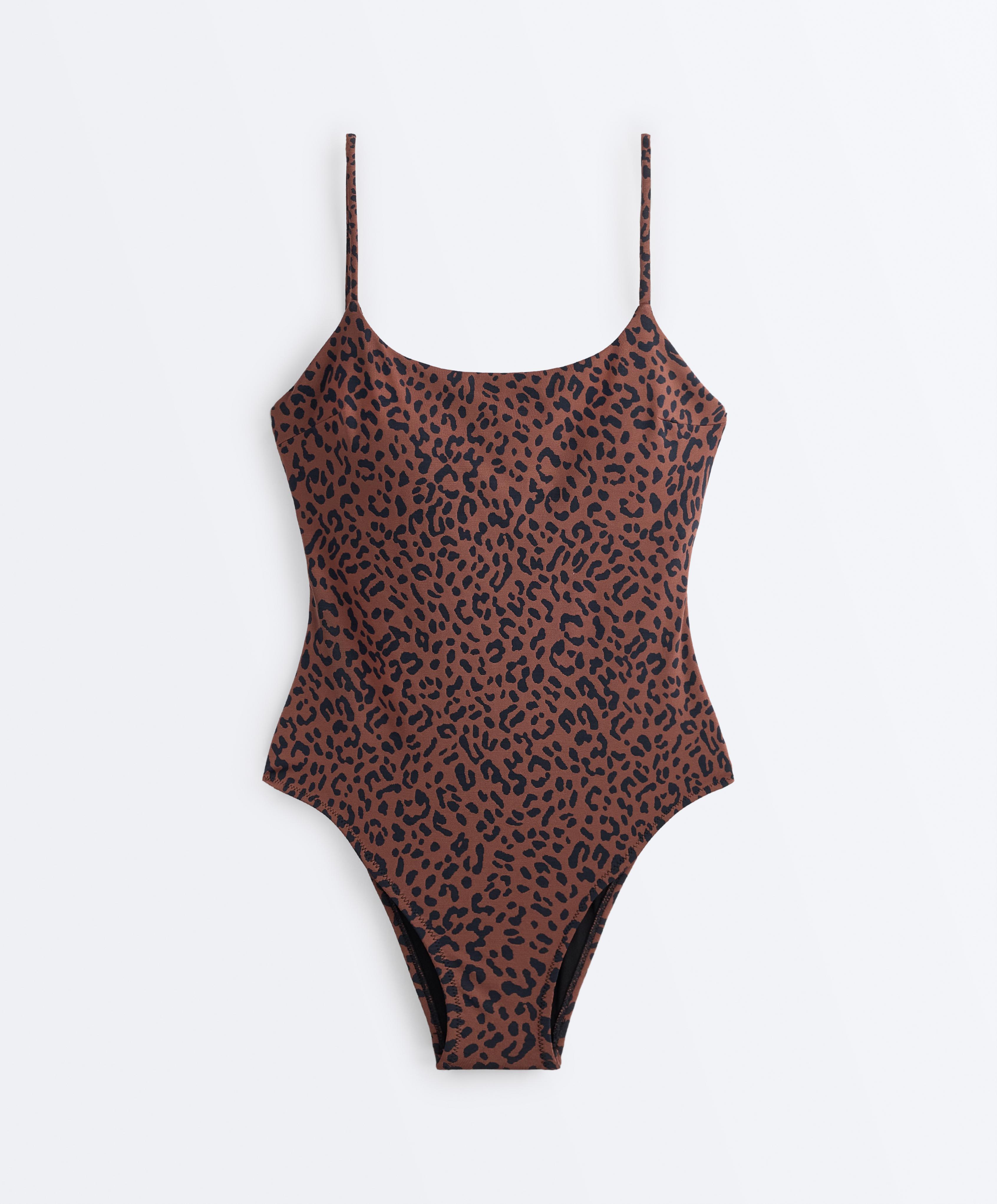 Leopard print swimsuit — BROWN